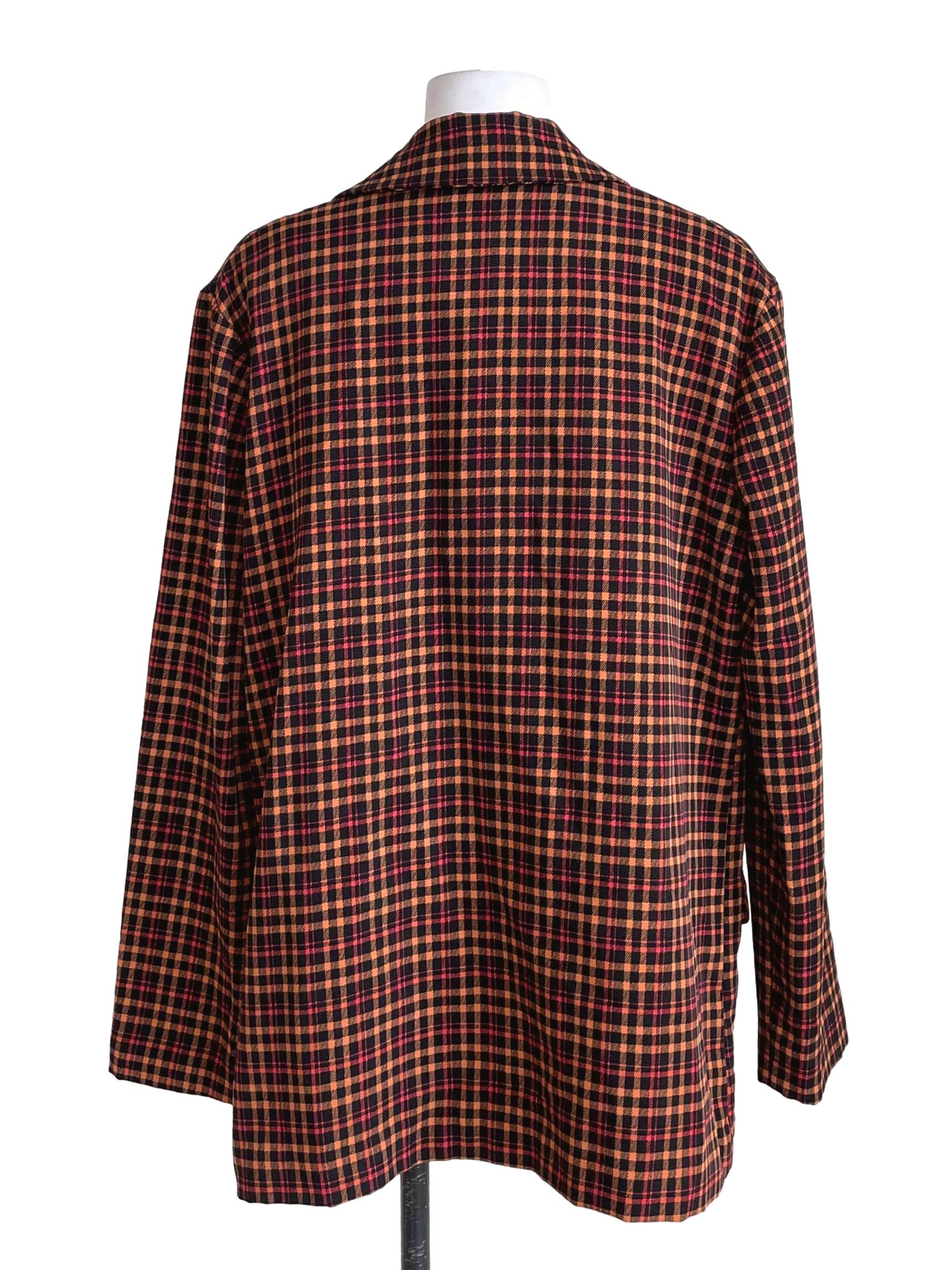 Black & Tangerine Orange Tartan Oversized Blazer