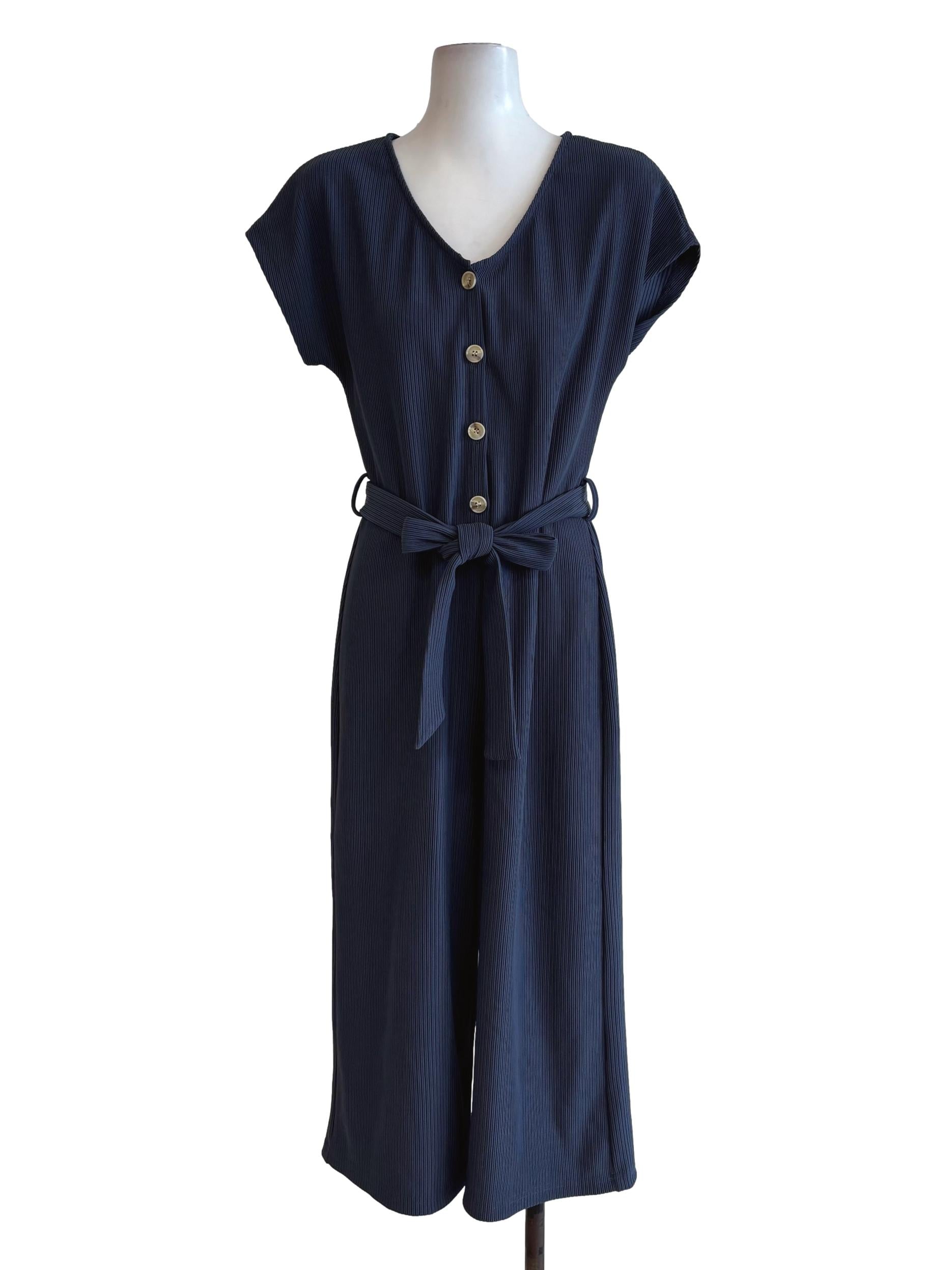 Navy Blue Short Sleeve Jumpsuit