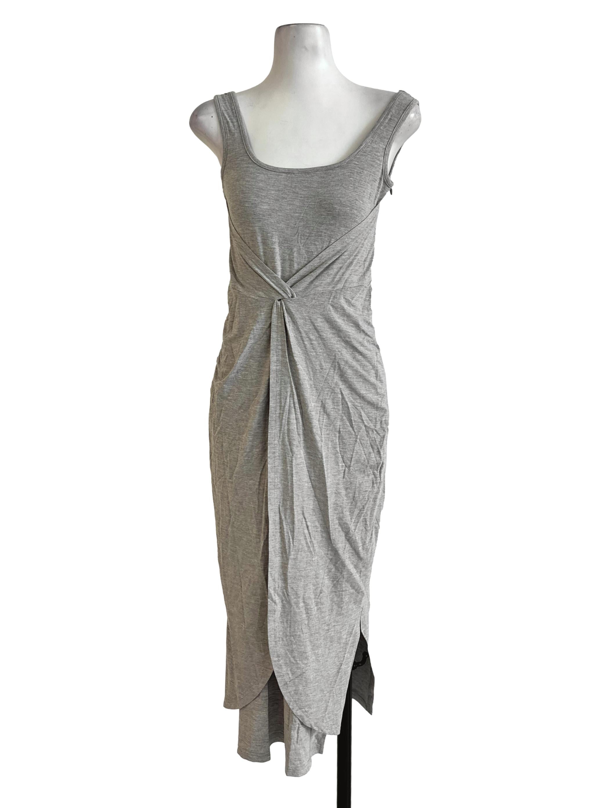 Grey Wrap Jersey Midi Dress