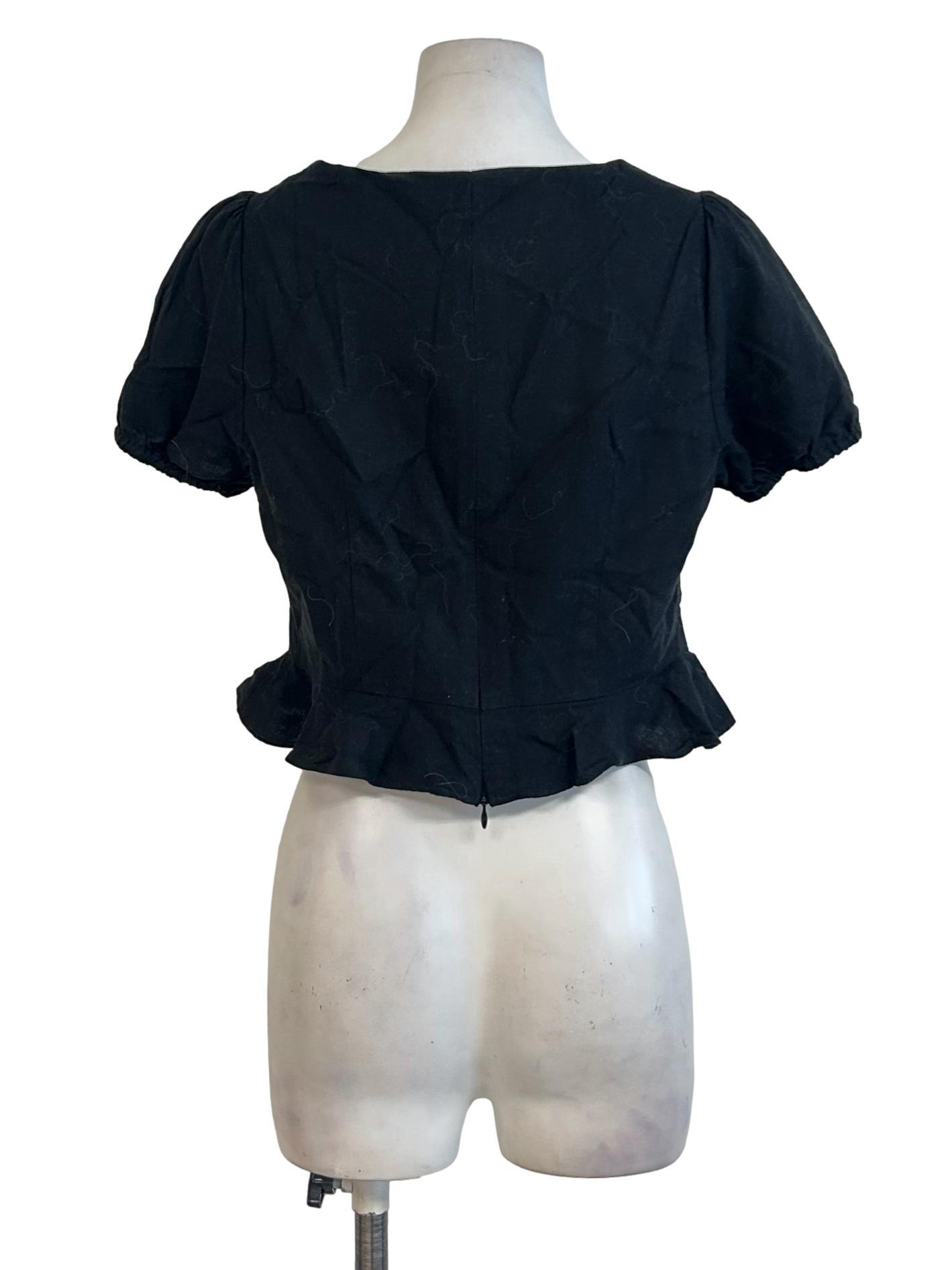 Jet Black Cropped Blouse