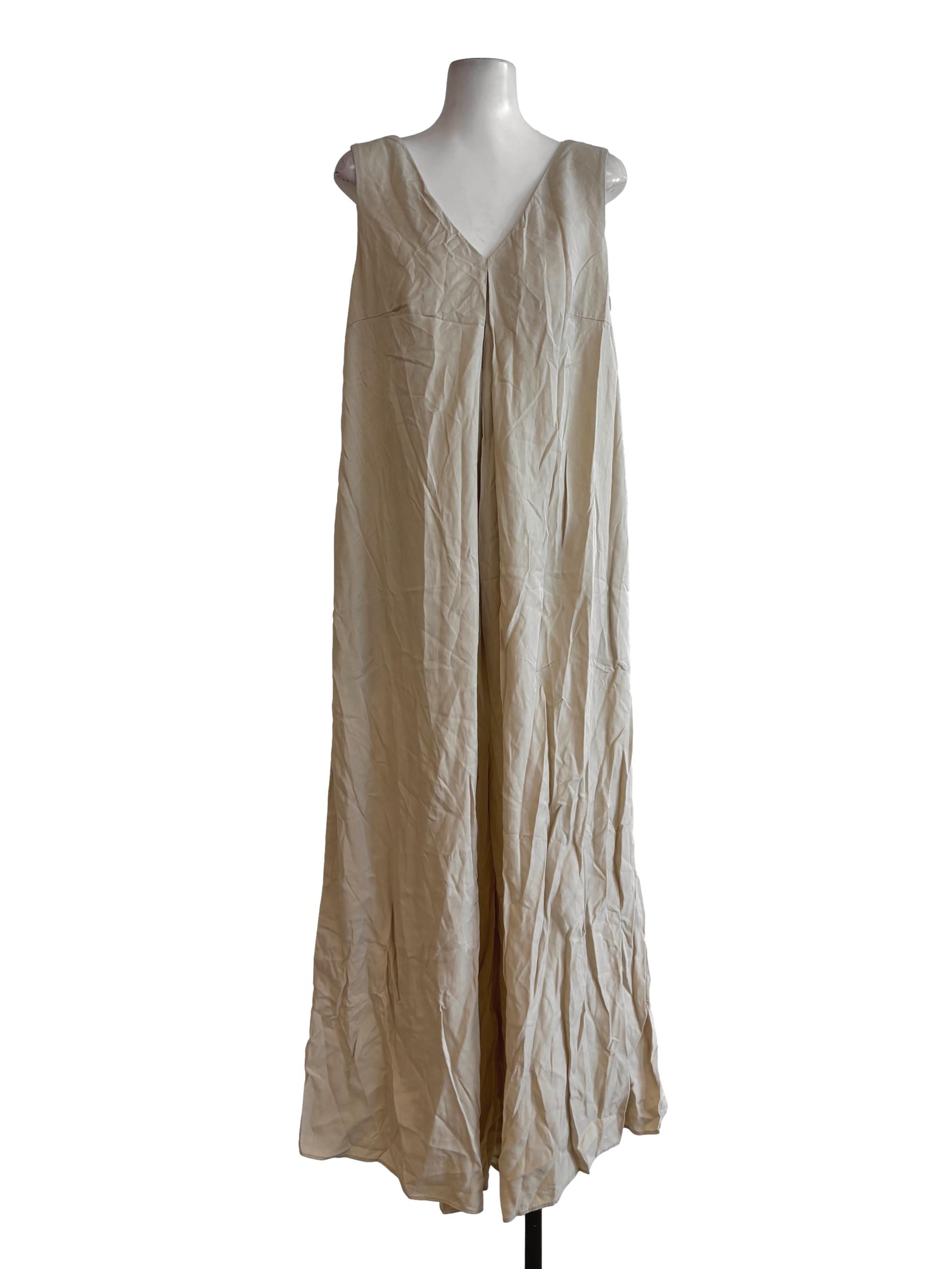 Sand Beige Sleeveless Wide Jumpsuit LB
