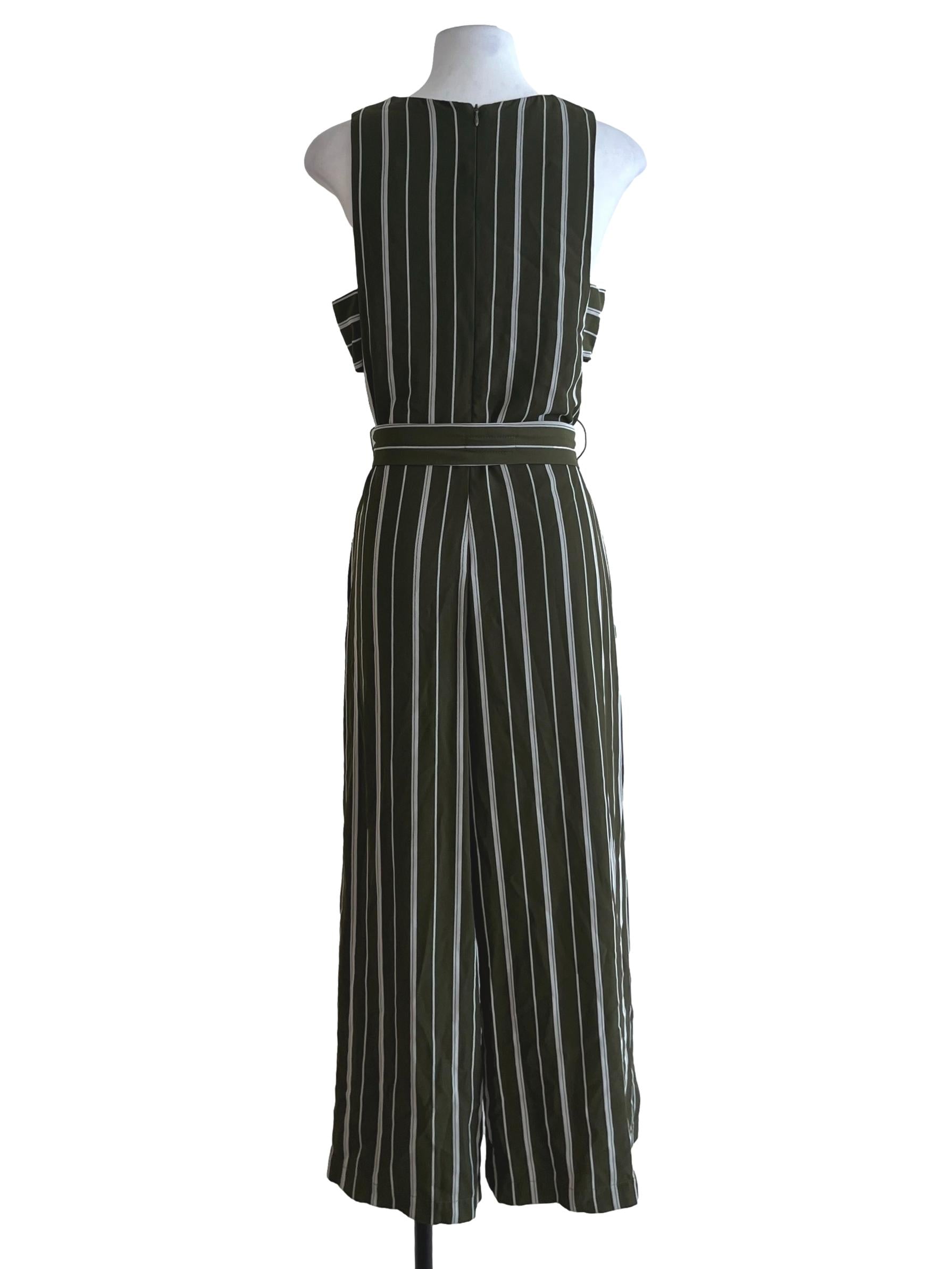 Moss Green Chalk Stripe Jumpsuit