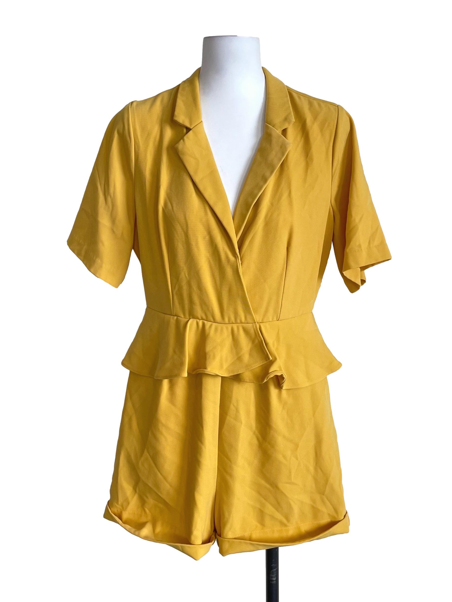 Bumblebee Yellow Cuffed Suit Romper
