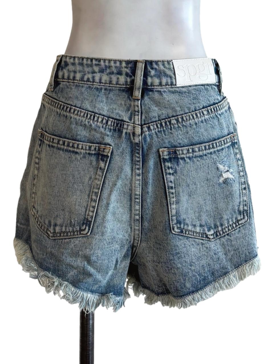 Light Frayed Hem Jean Shorts