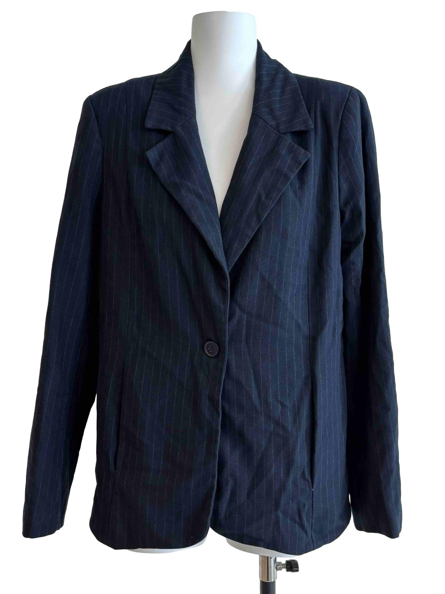 Peacock Blue Striped Blazer