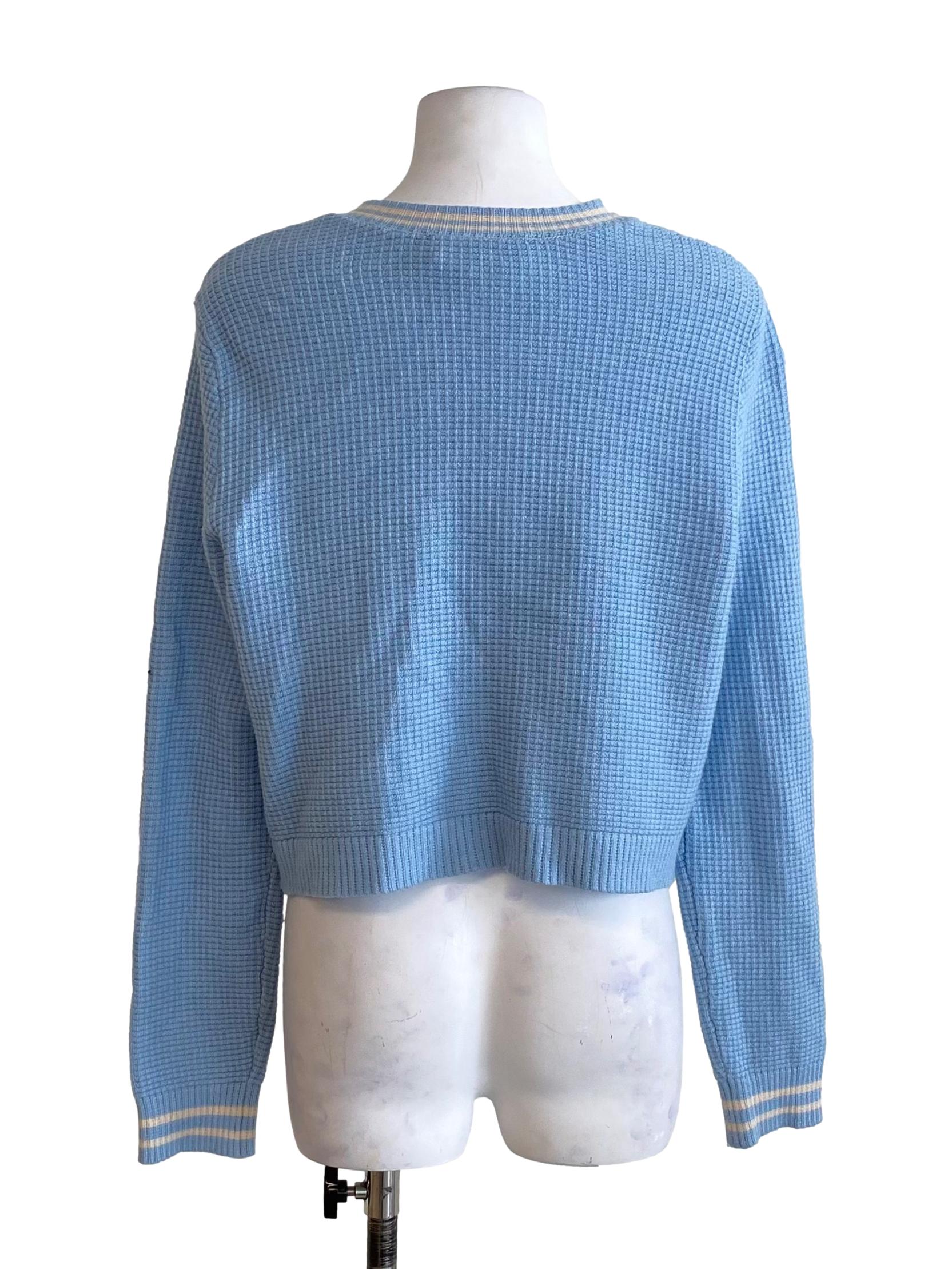 Soft Blue Pearl Button Cardigan