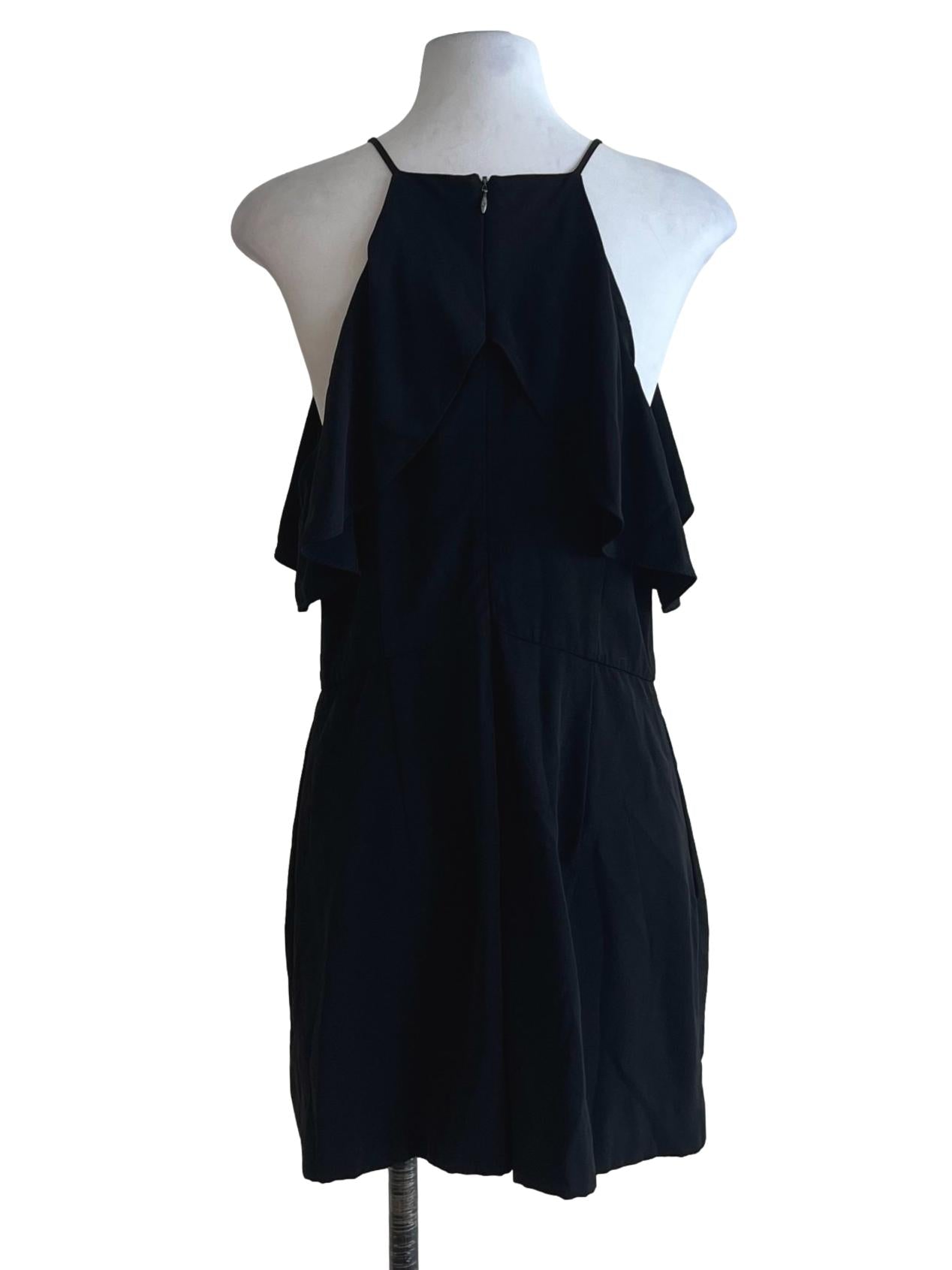 Black Spaghetti Strap Ruffle Romper