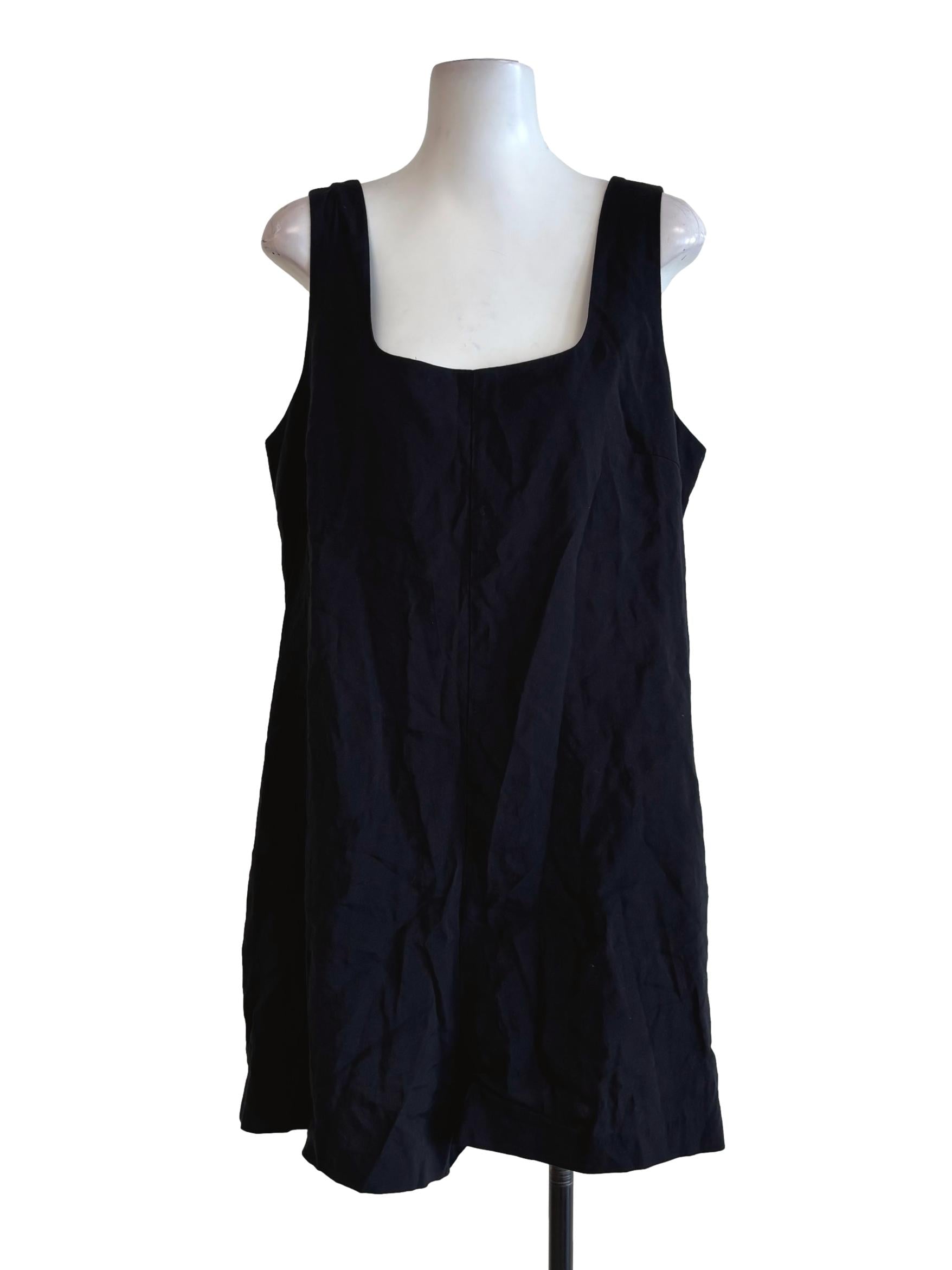 Jet Black Cotton Square Neck Rompers LB