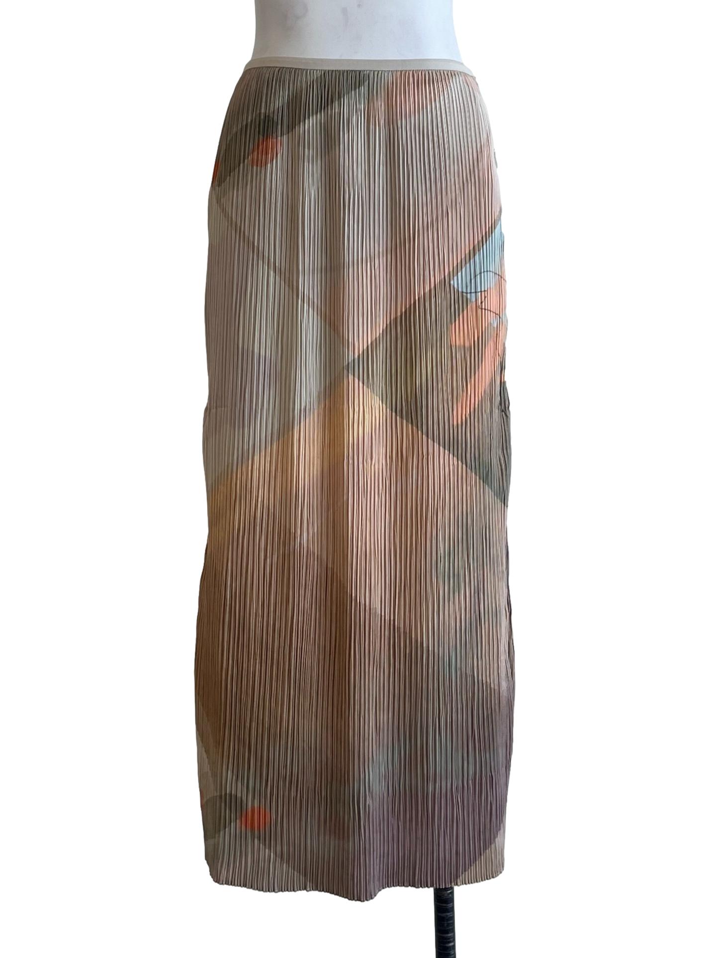 Brown Frame Pleated Column Midi Skirt OSN