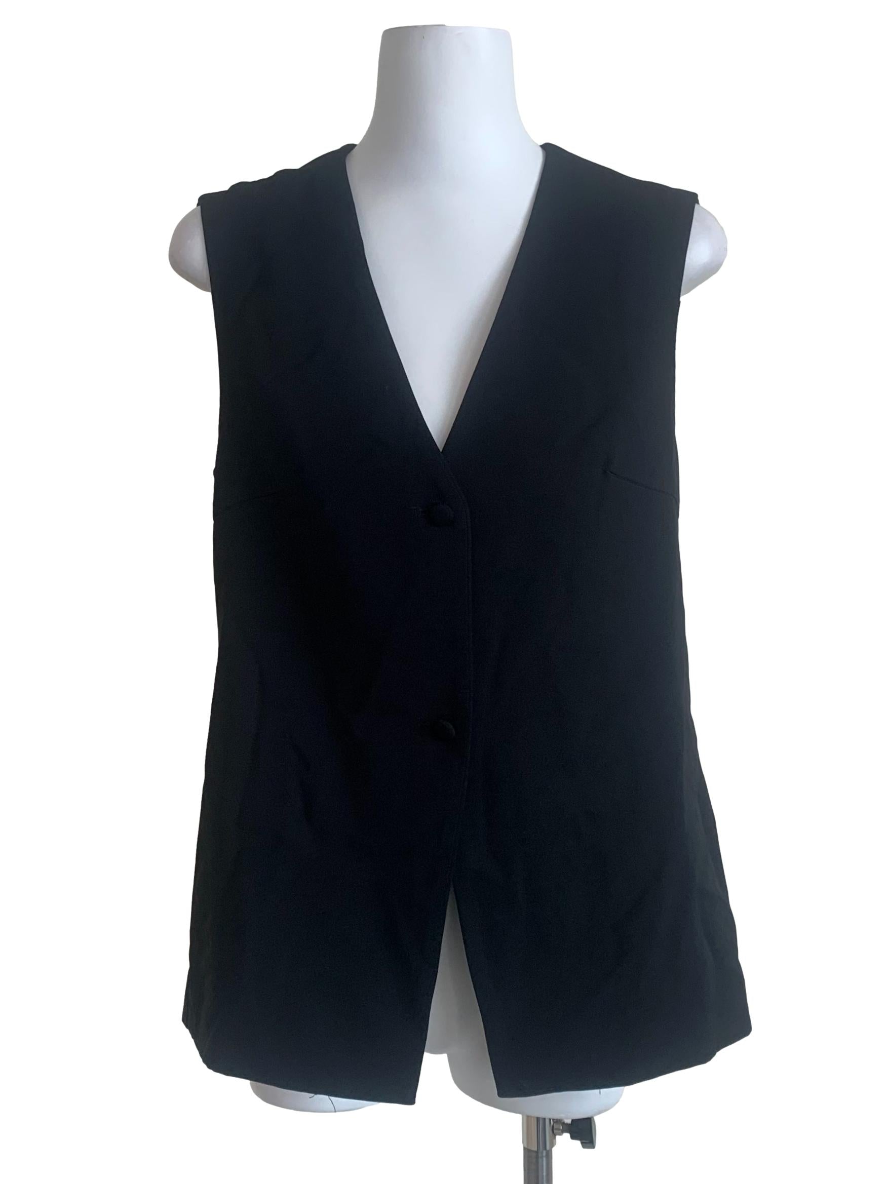 Crow Black V Neck Vest