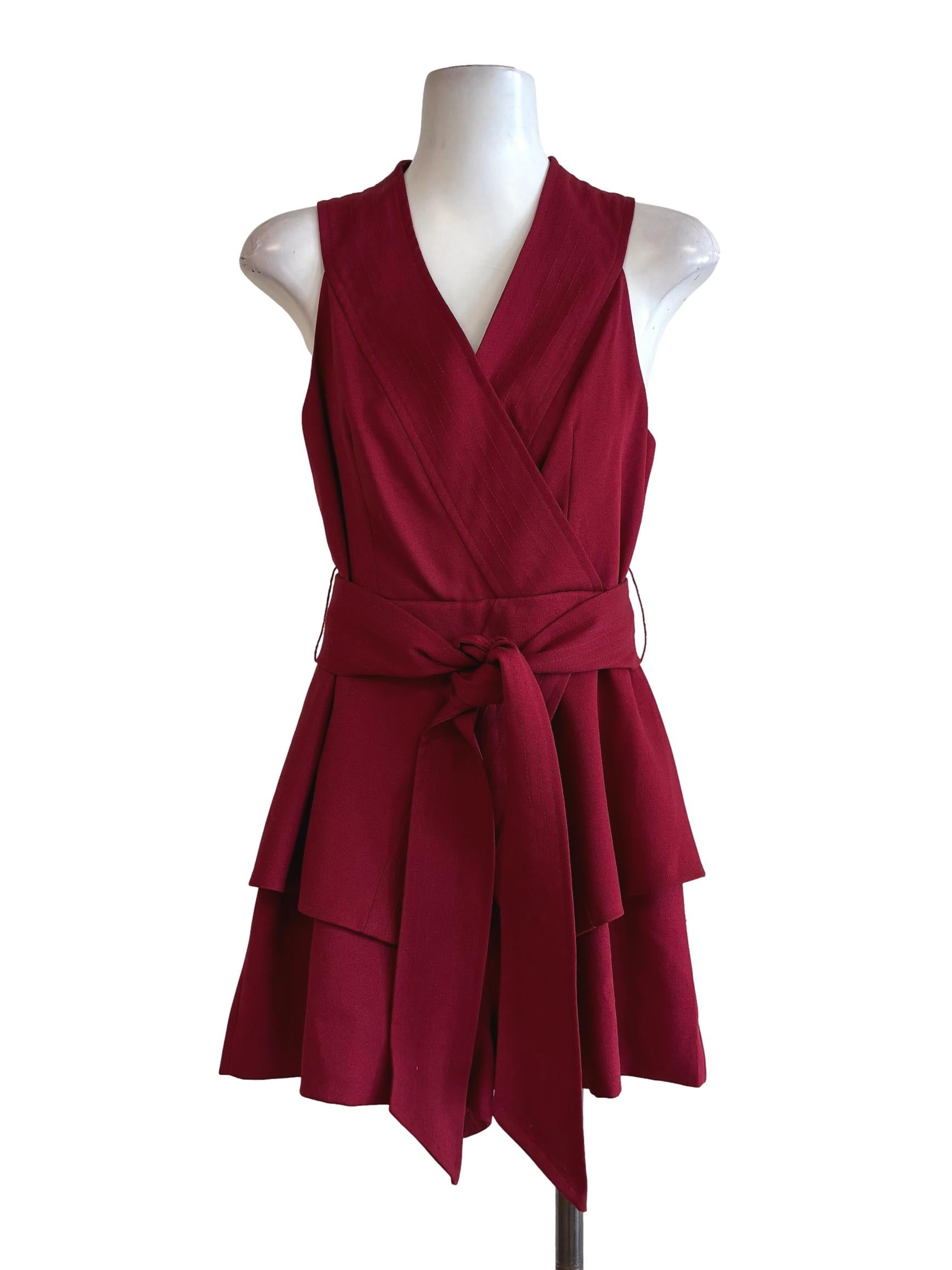 Maroon Surplice Layered Rompers LB