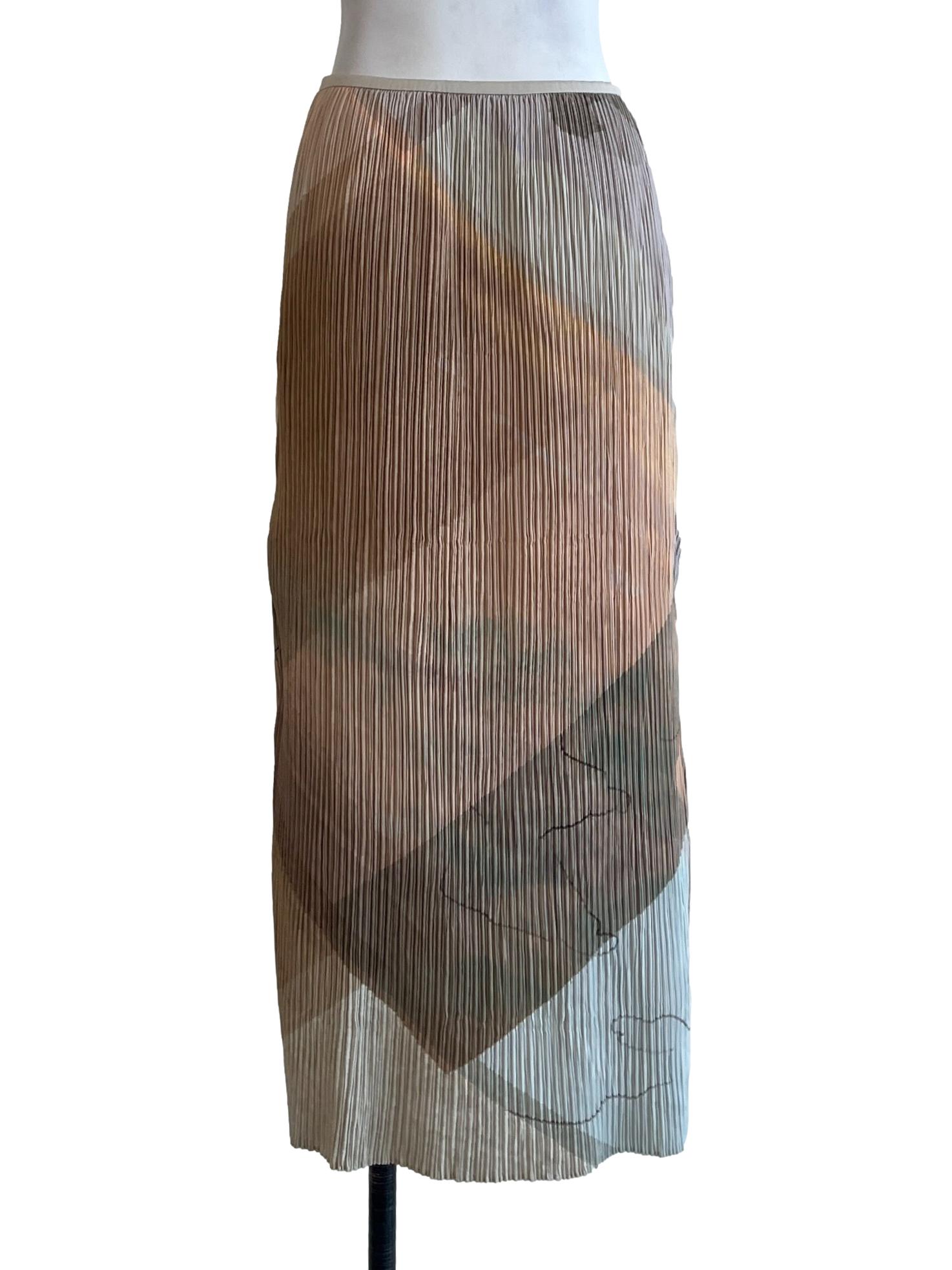 Brown Frame Pleated Column Midi Skirt OSN