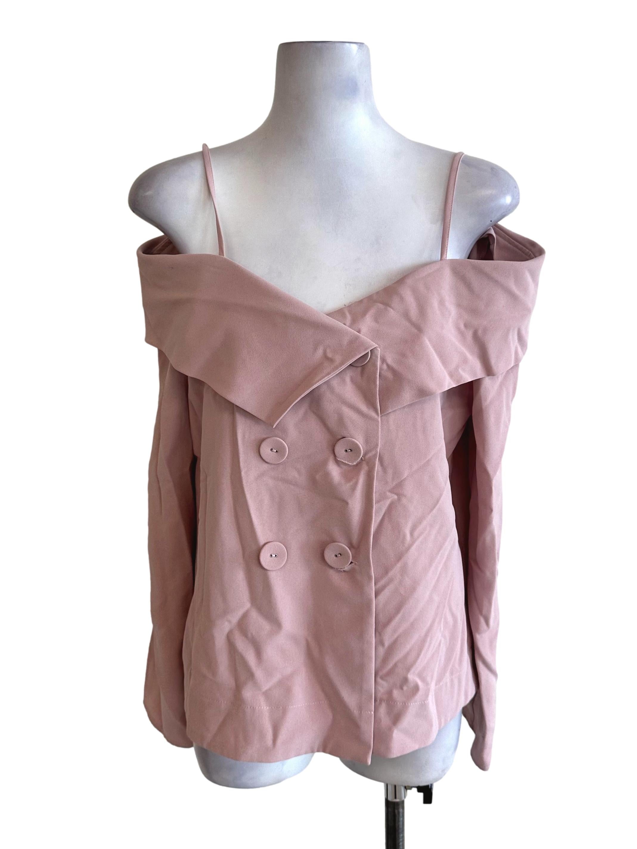 Dusty Pink Button Off Shoulder Top LB