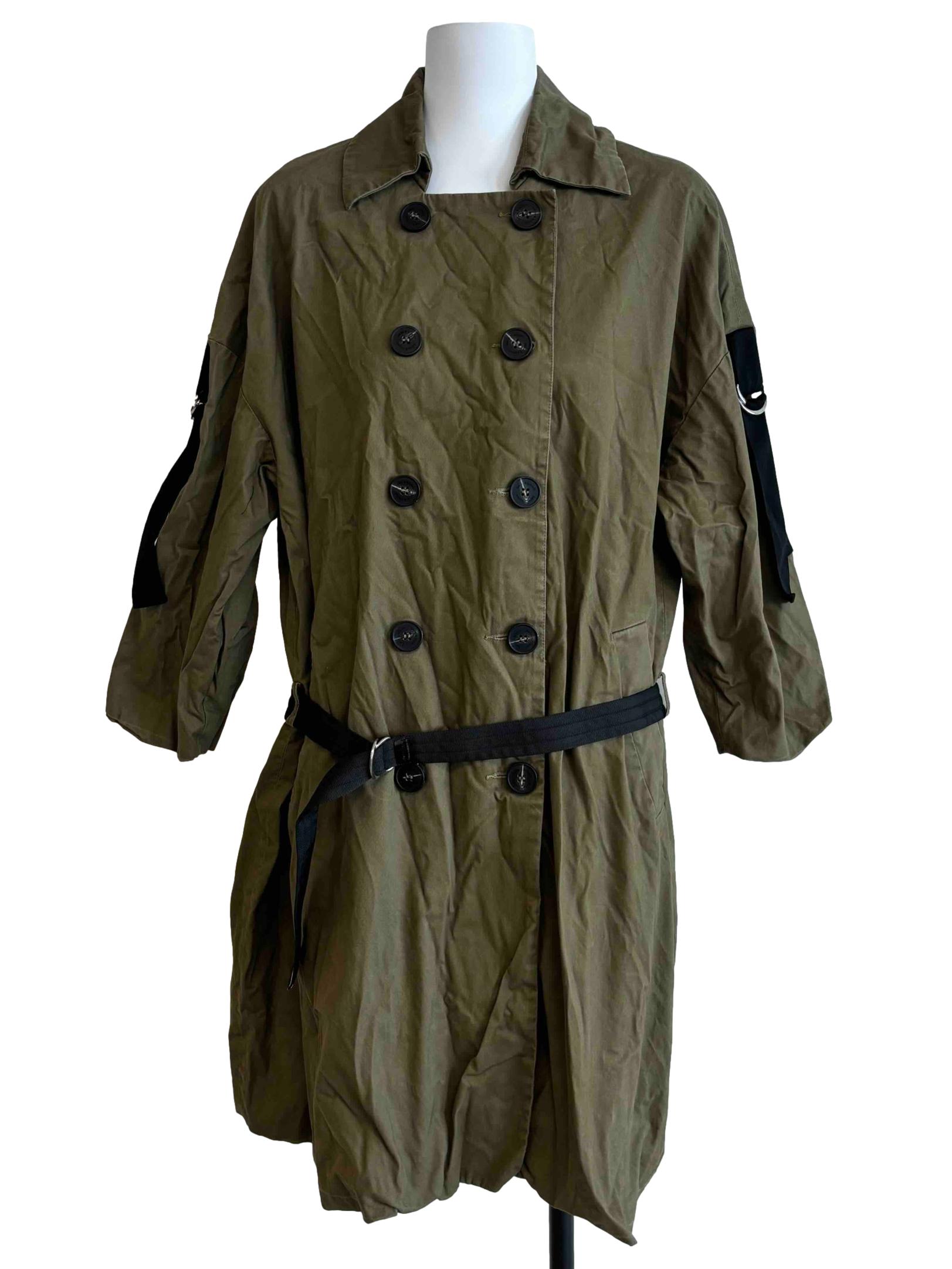Olive Green Styled Trench Coat