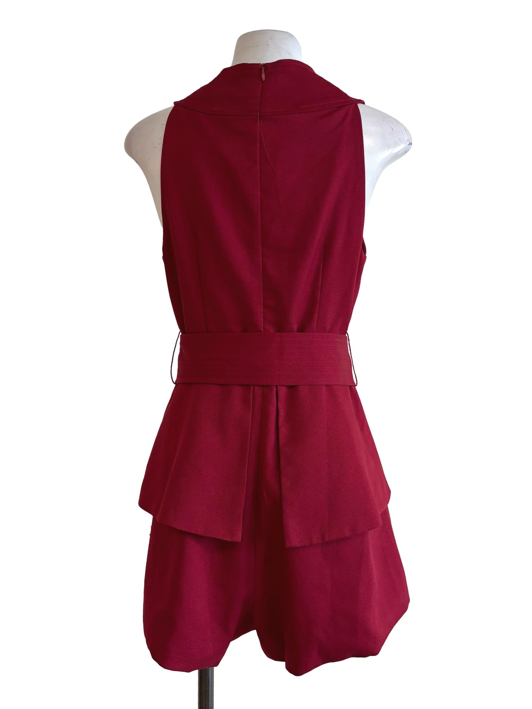Maroon Surplice Layered Rompers LB