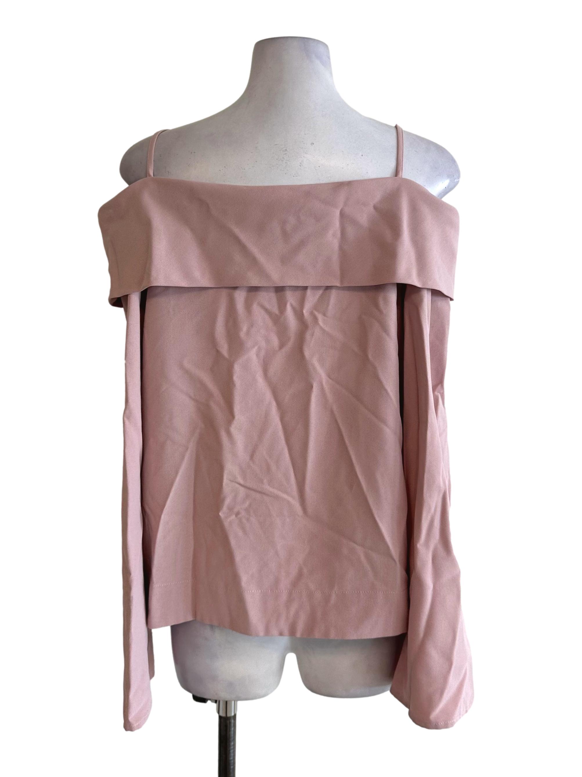 Dusty Pink Button Off Shoulder Top LB
