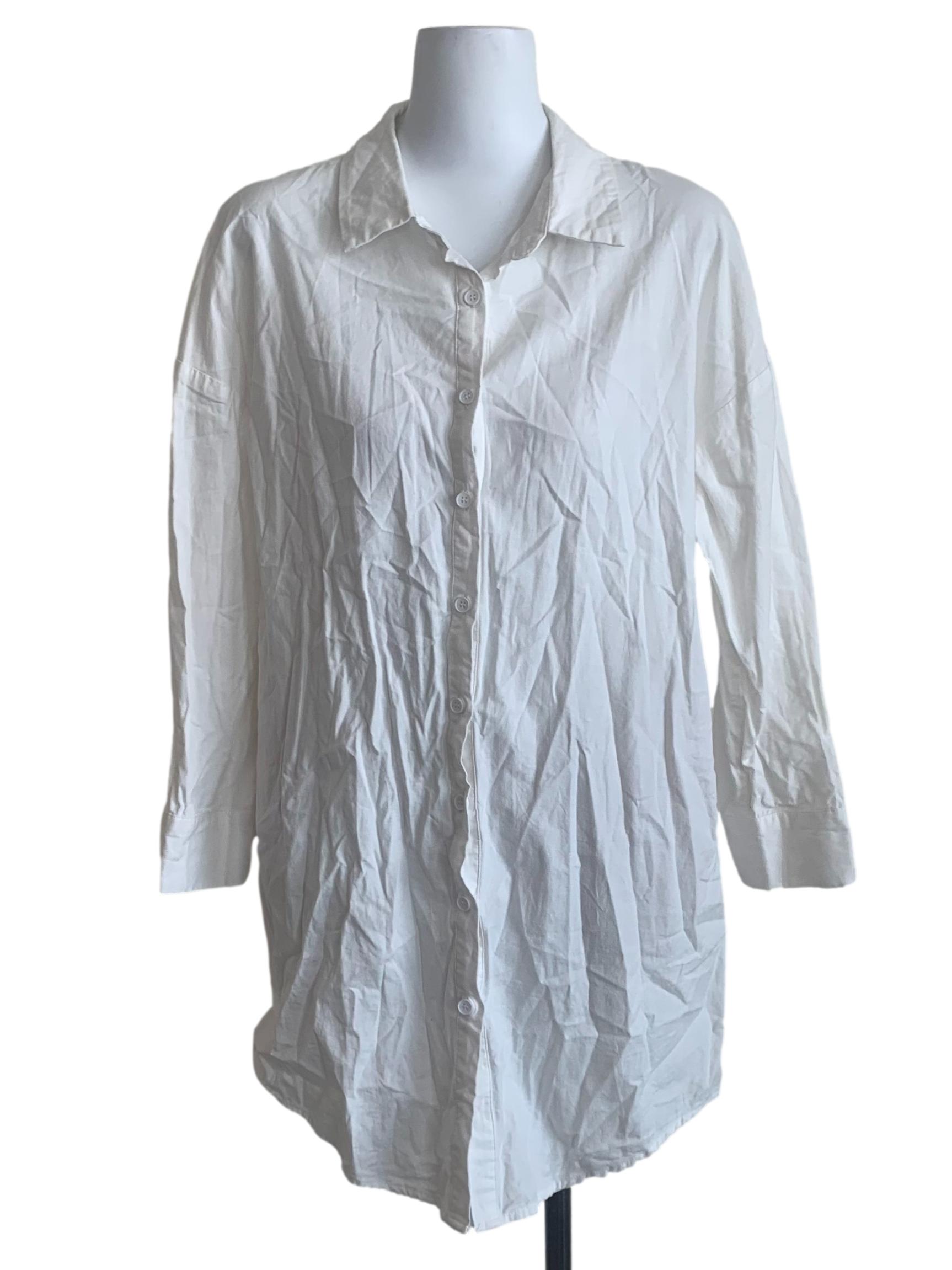 Chiffon White Collared Shirt Dress
