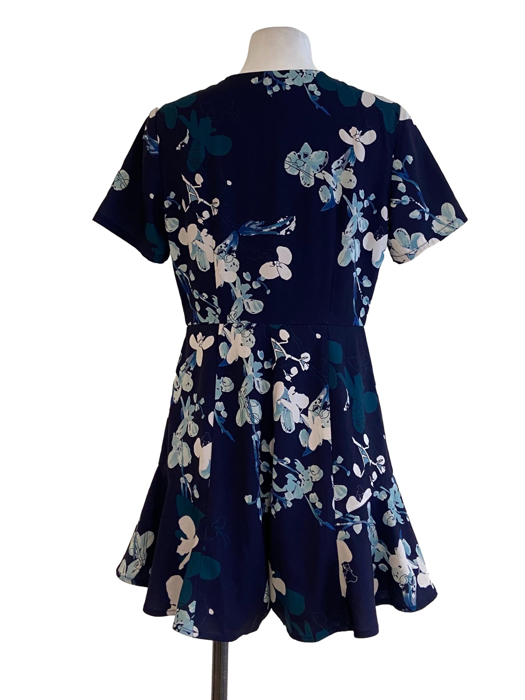 Navy Blue Floral Button Down Rompers