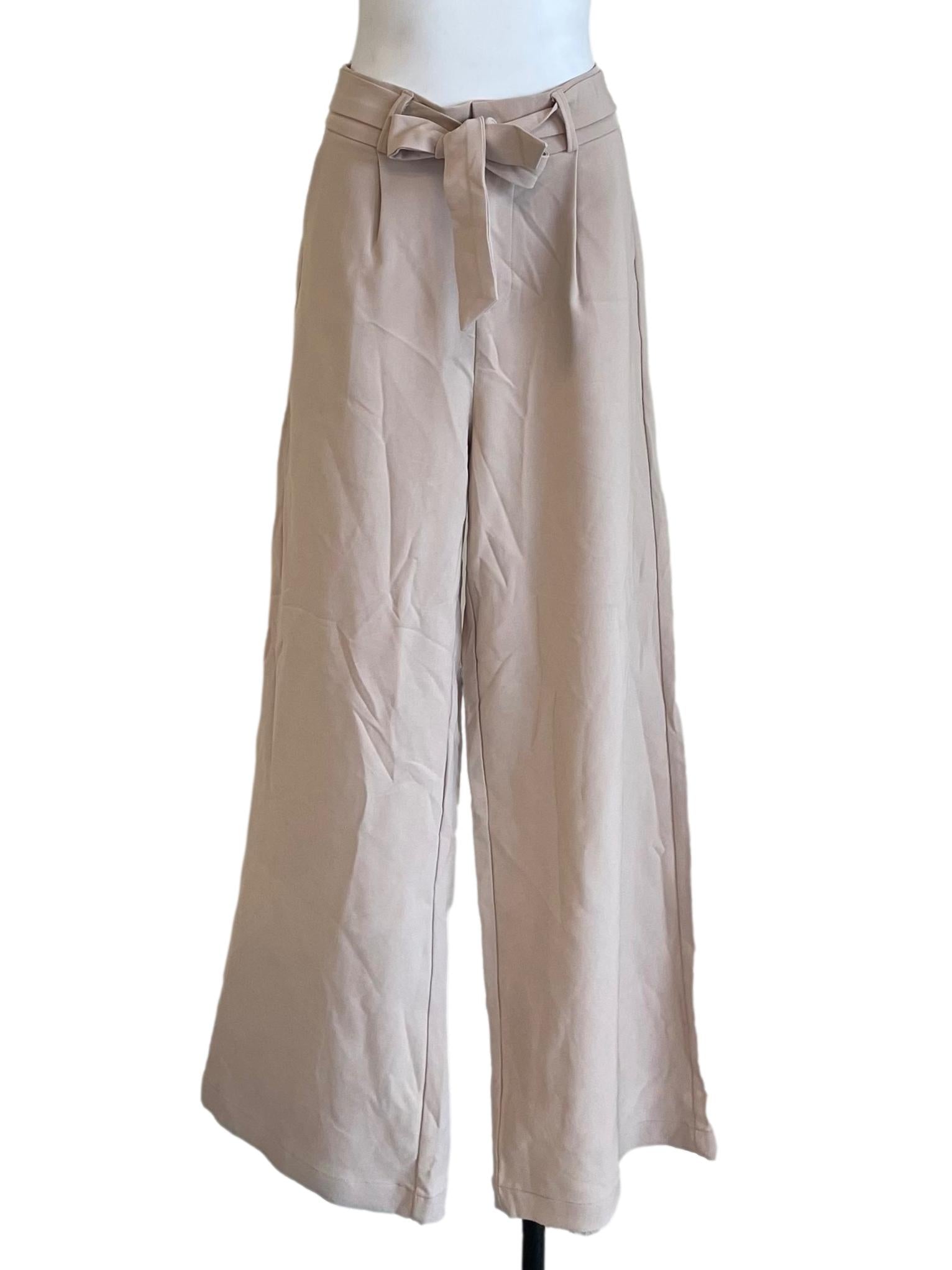 Light Beige Wide Leg Suit Pants