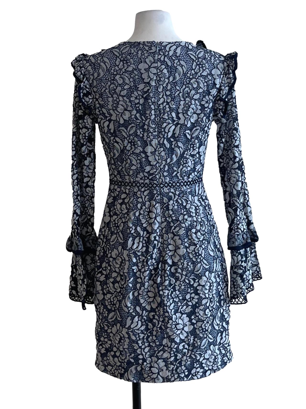Navy Blue Lace Empire Dress