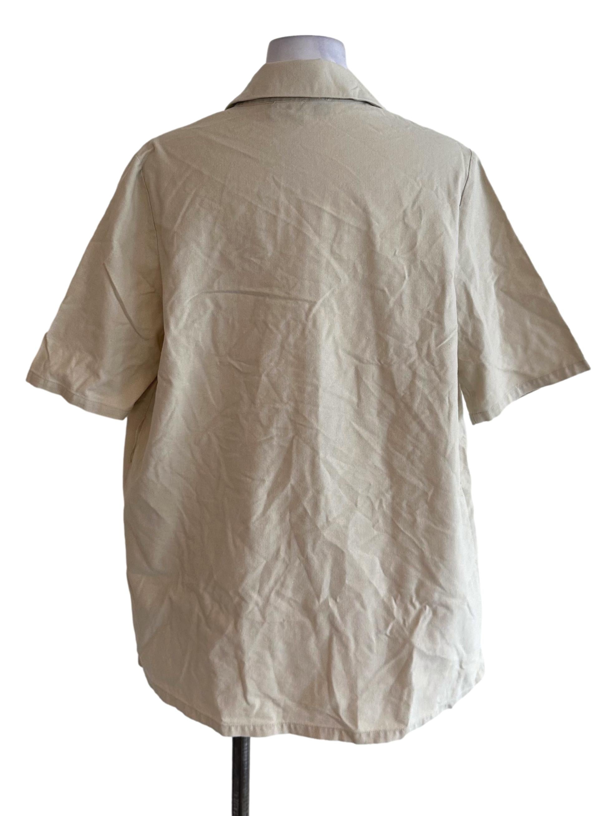 Oat Beige Collar Short Sleeve Blazer
