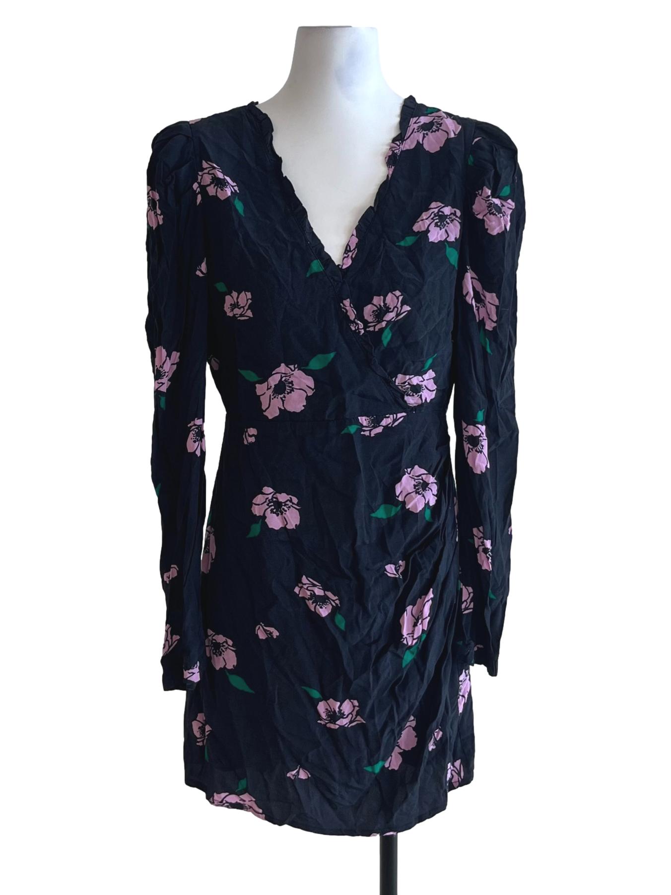 Black Floral Empire Dress