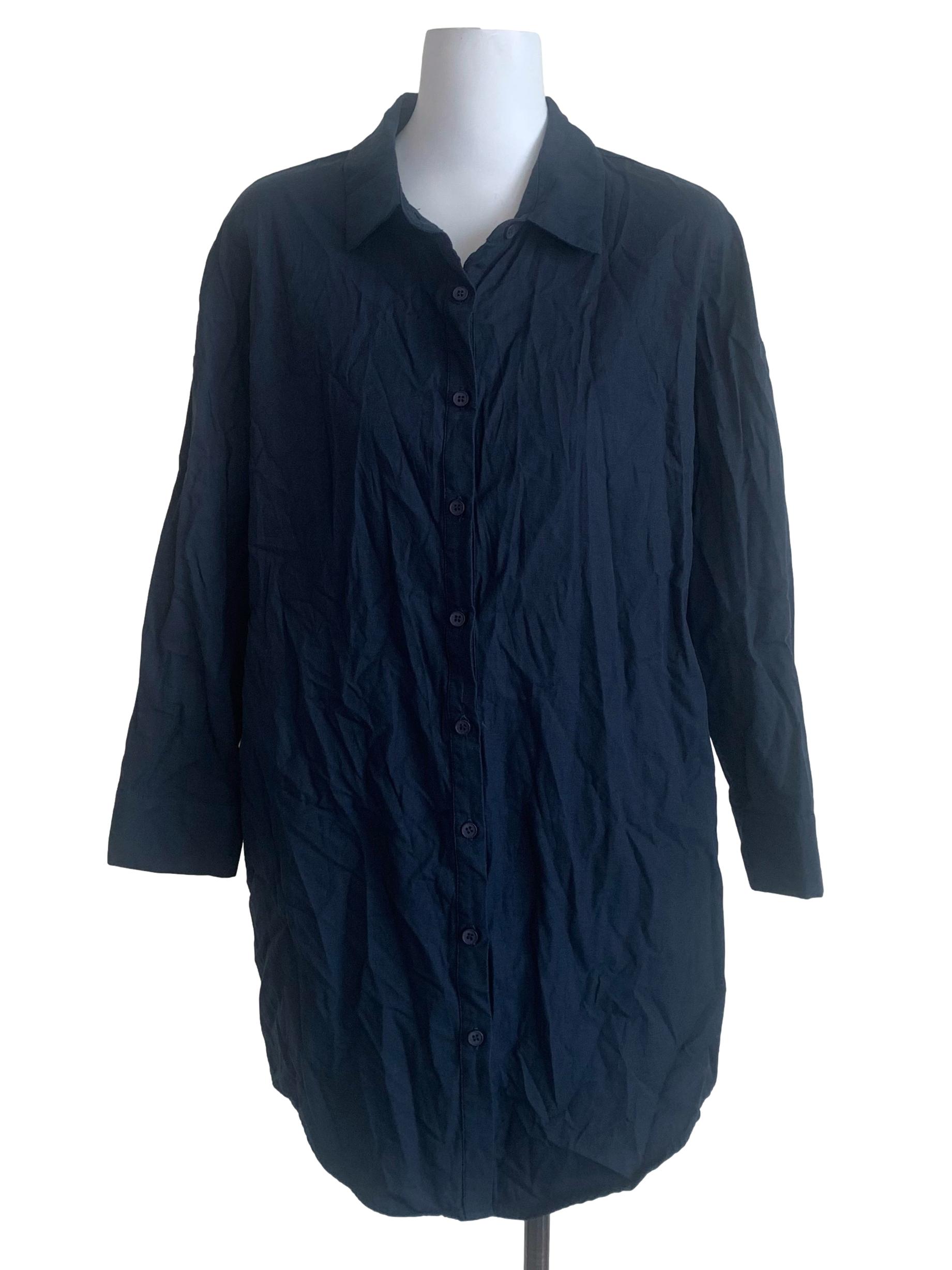 Navy Blue Collared Shirt Dress