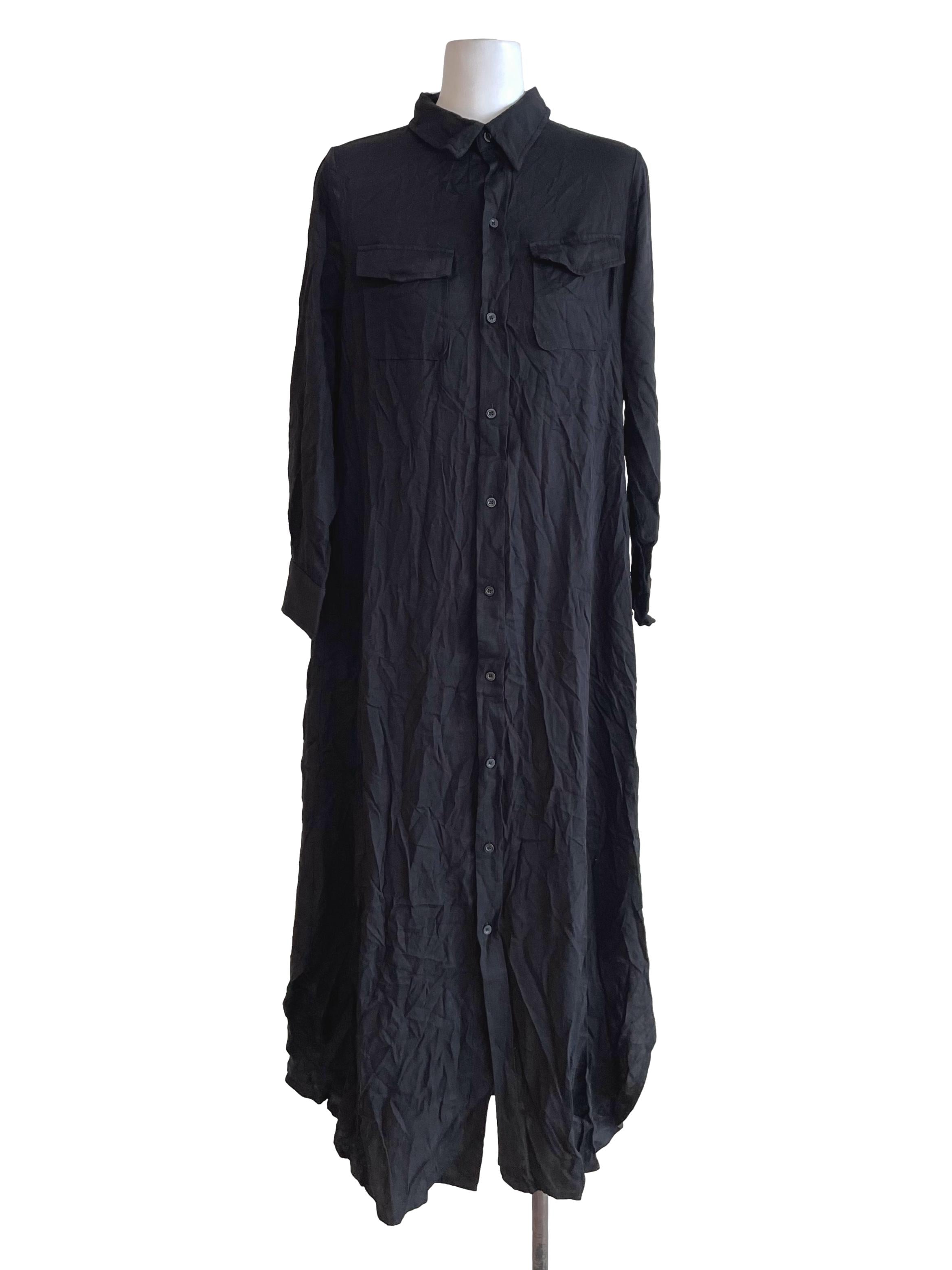 Black Bust Pocket Shirt Dress