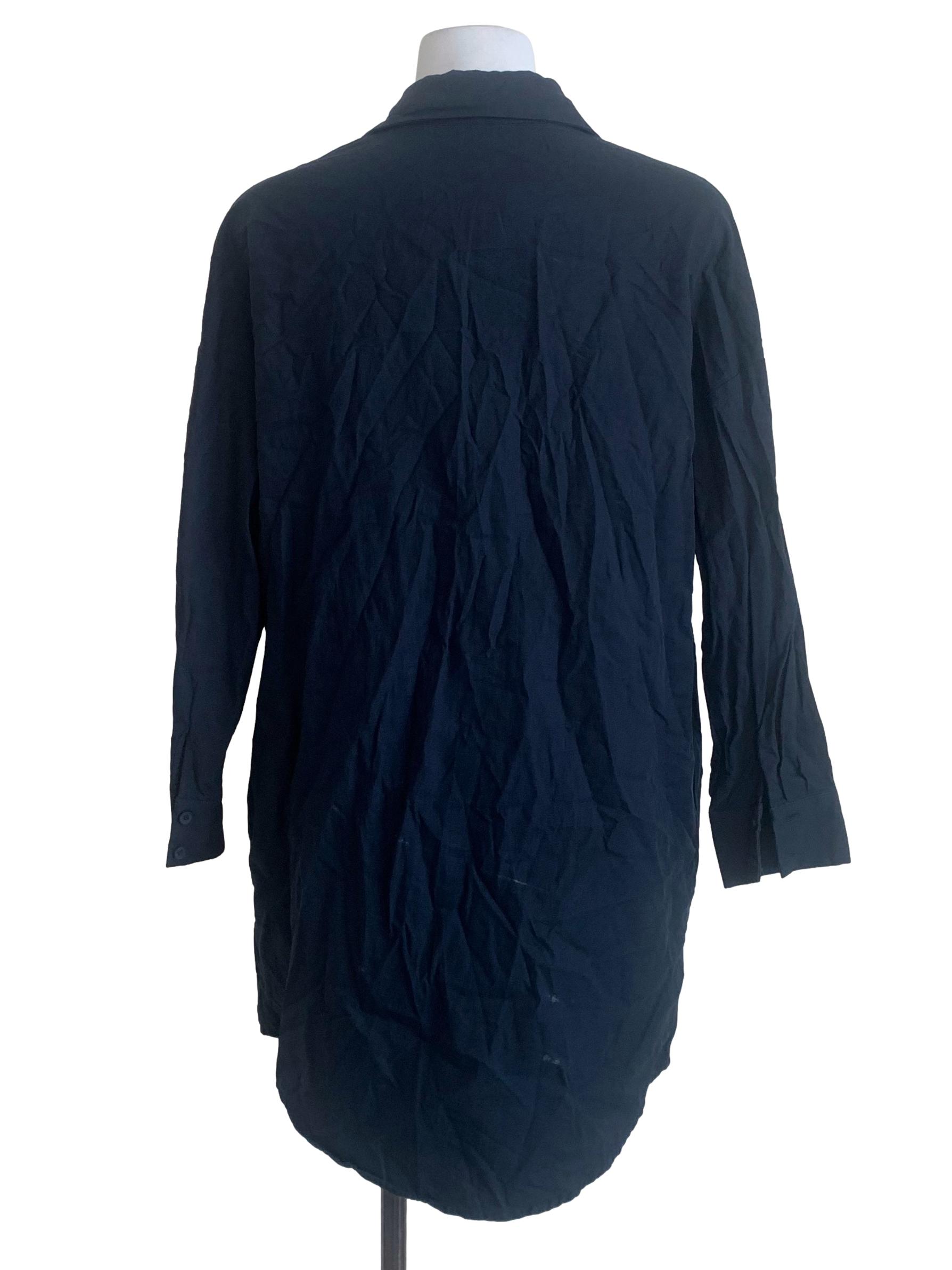 Navy Blue Collared Shirt Dress