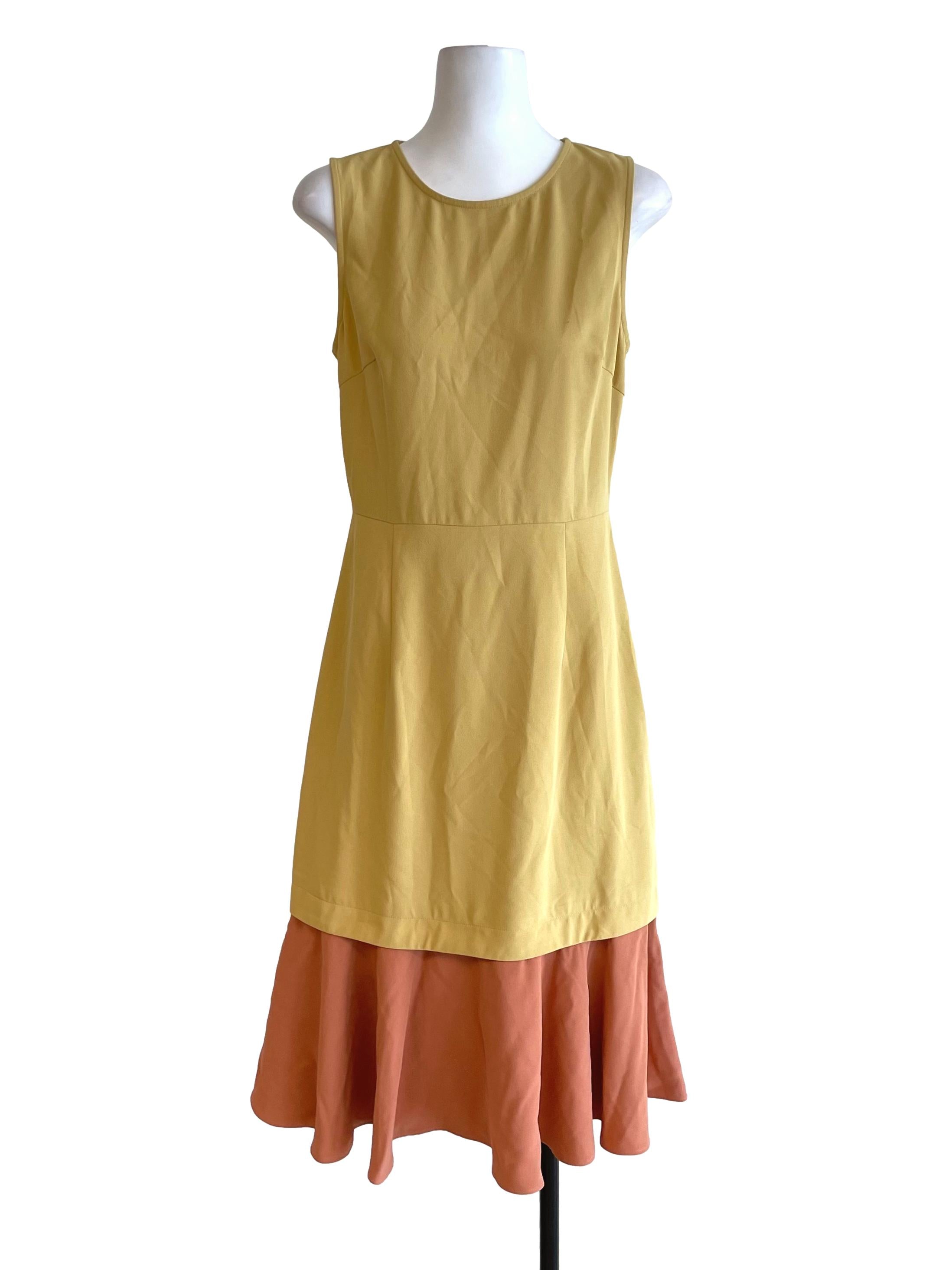 Yellow Contrast Sleeveless Dress