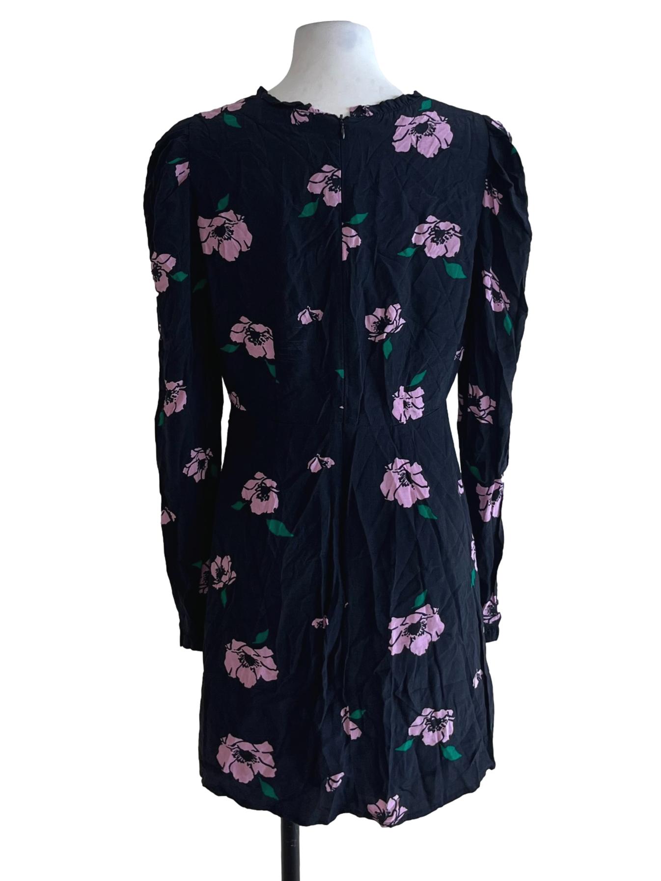 Black Floral Empire Dress