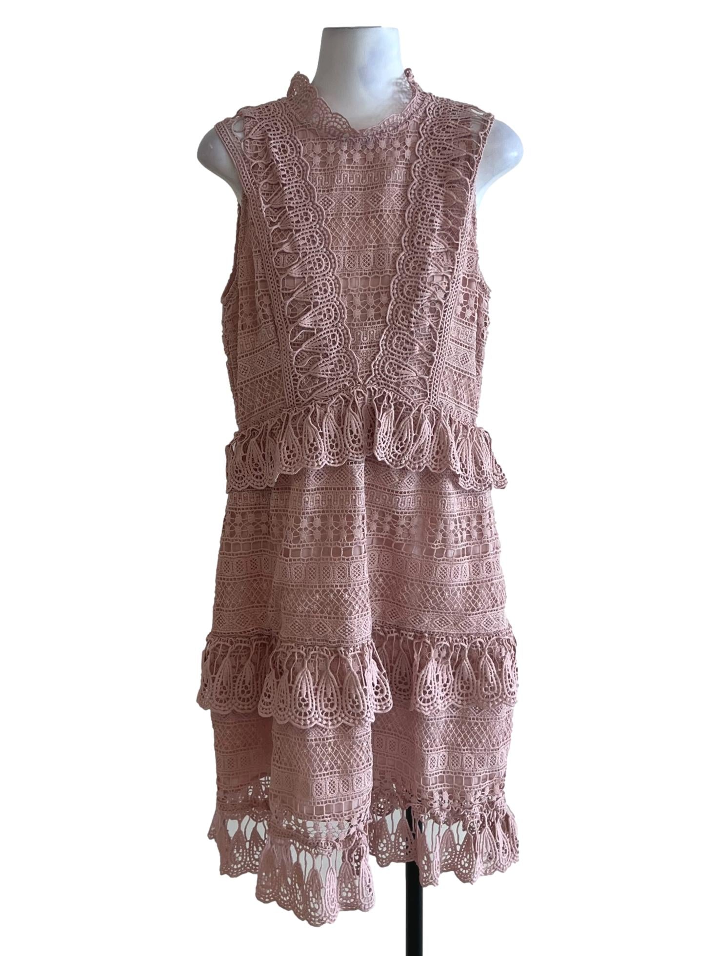 Blush Pink Lace A-Line Dress