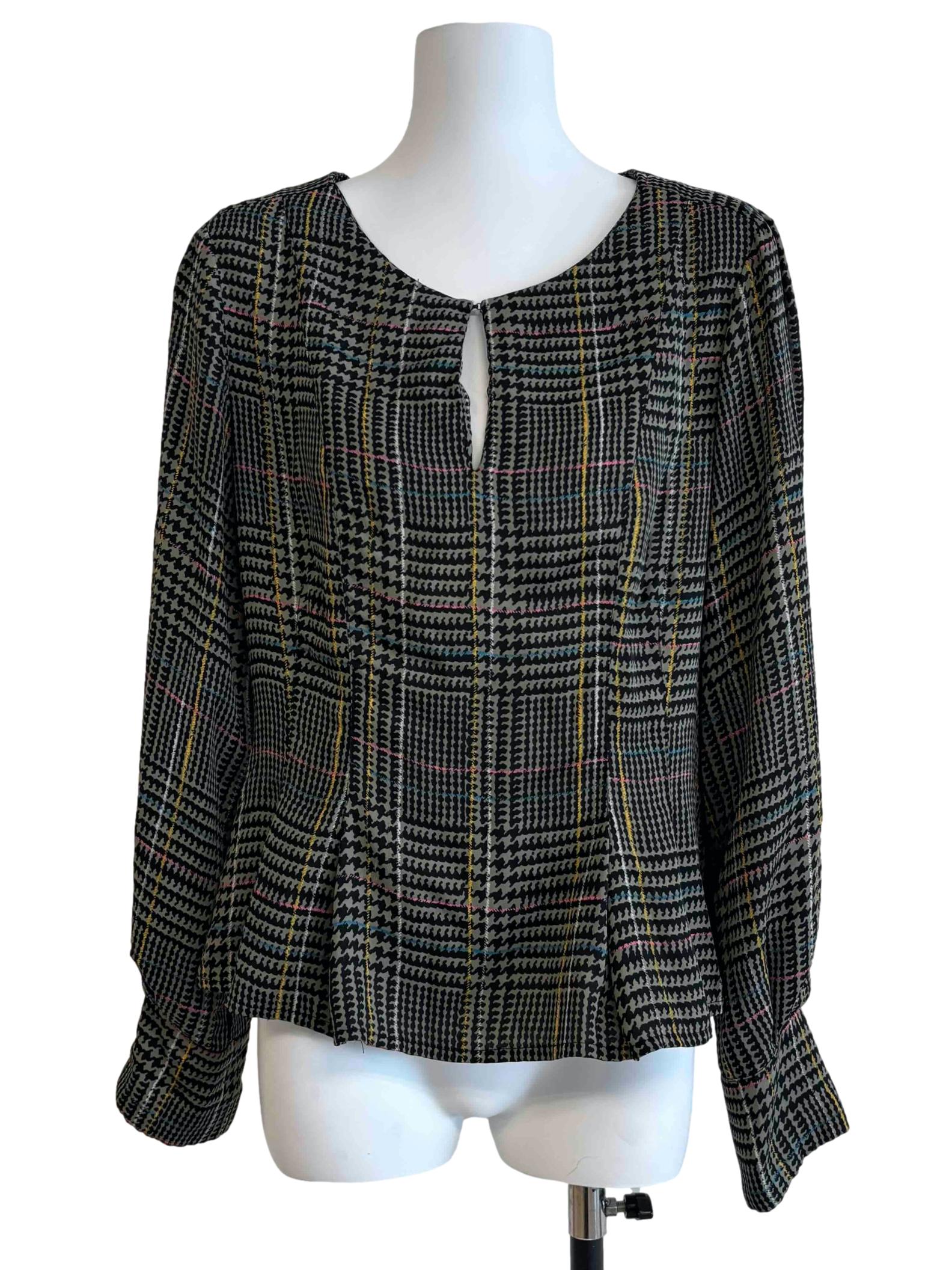 Moss Green Houndstooth Blouse