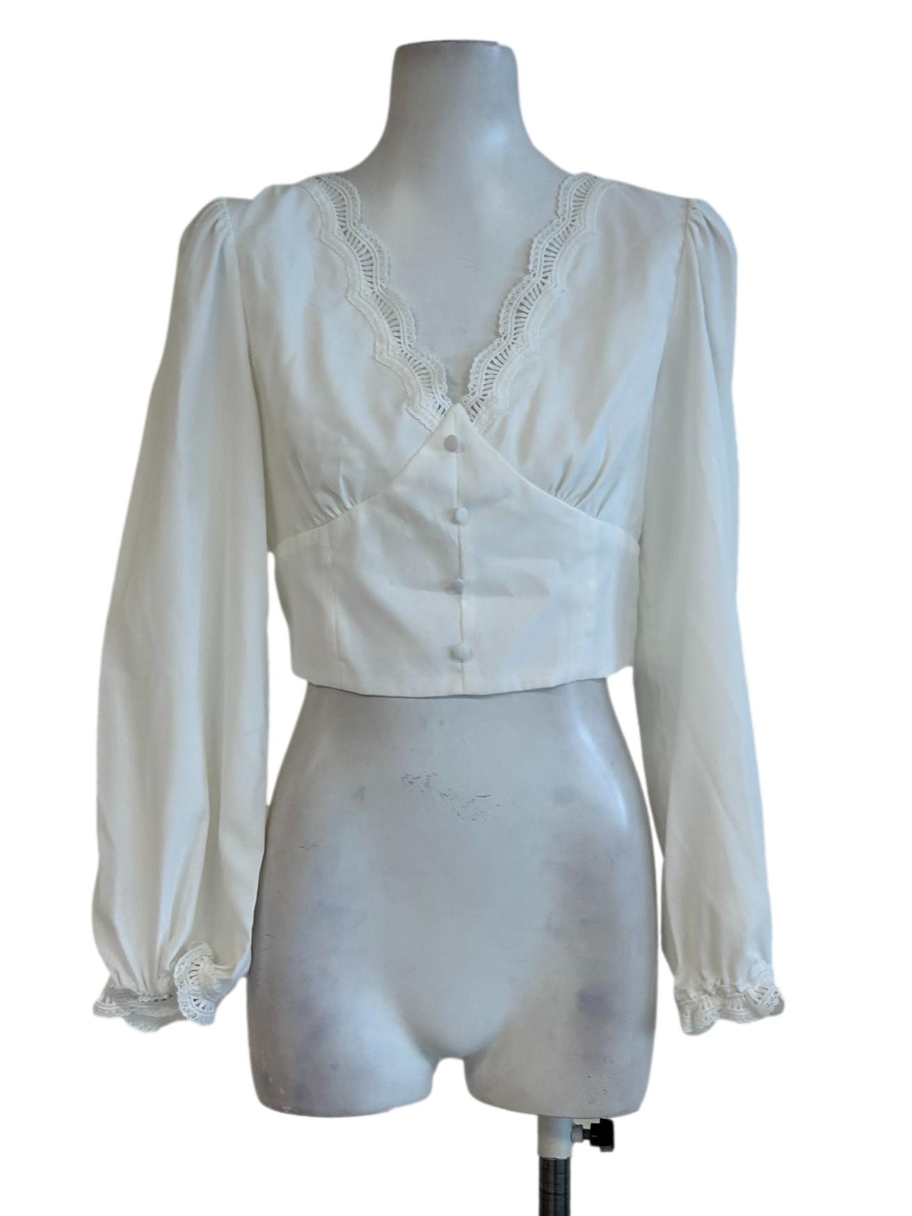 Ivory White Lace Neckline Top
