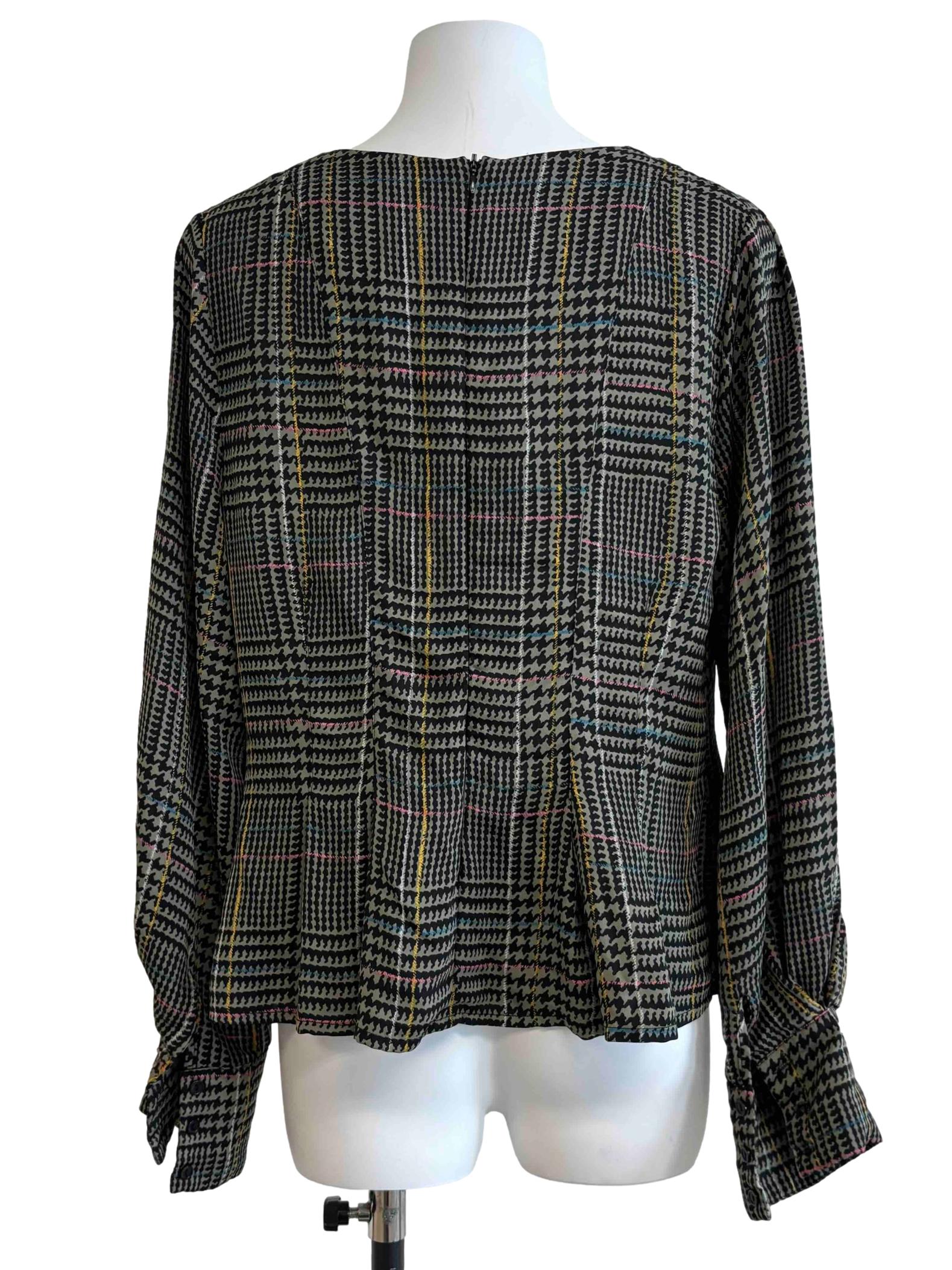 Moss Green Houndstooth Blouse