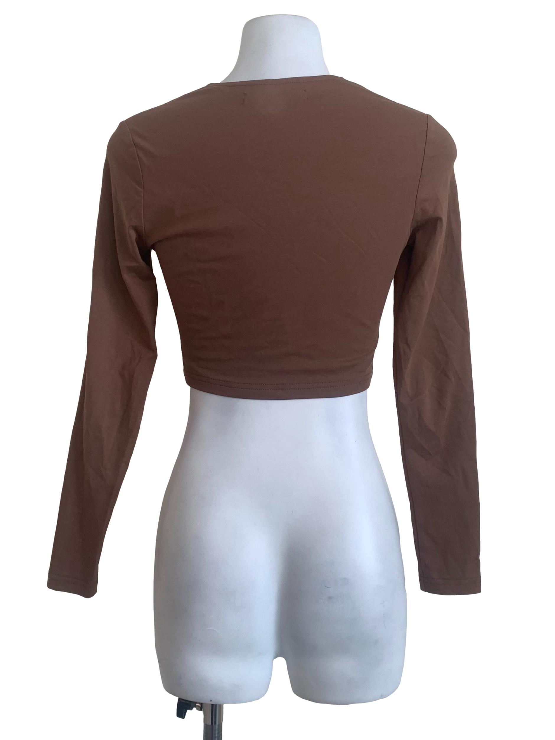 Caramel Brown Square Neck Crop Top
