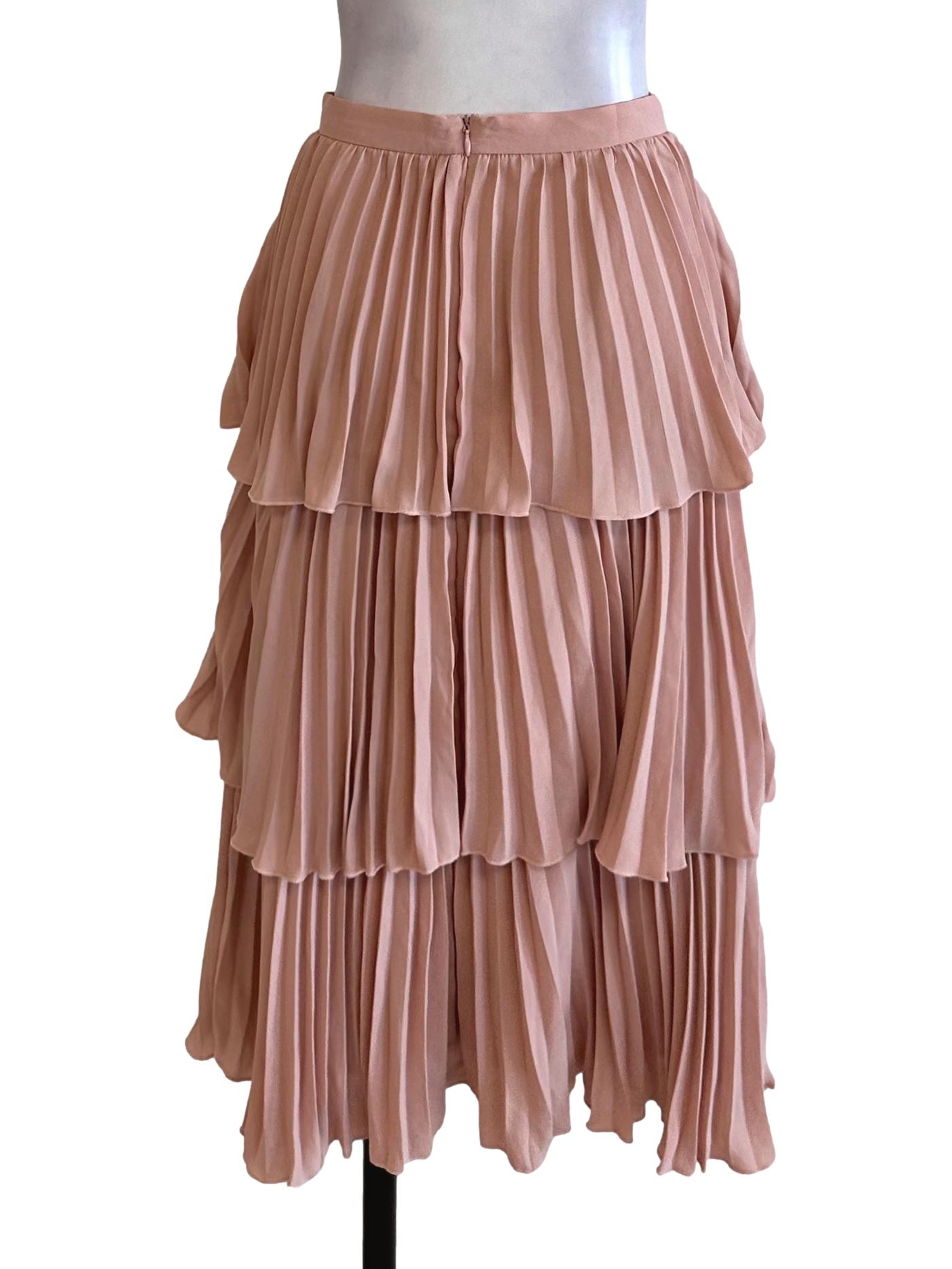 Rose Pink Pleated Layered Skirt LB