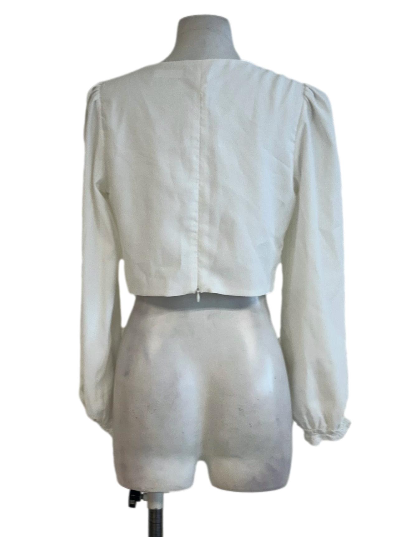 Ivory White Lace Neckline Top