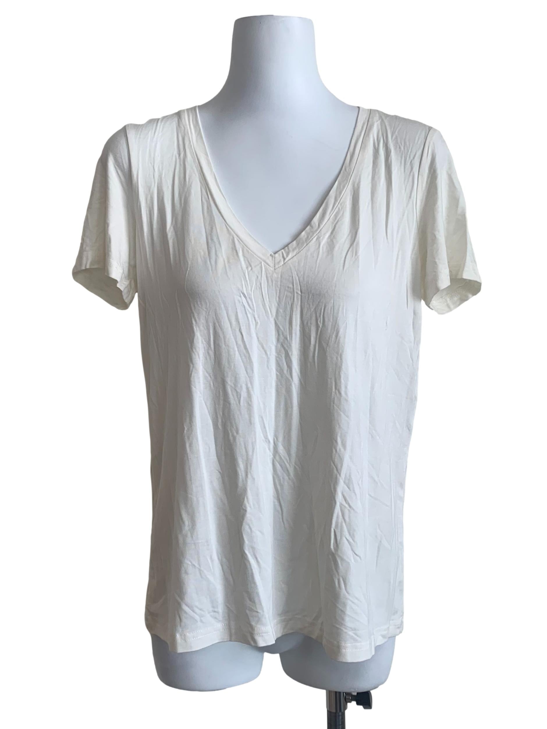 Alabaster White V Neck Top