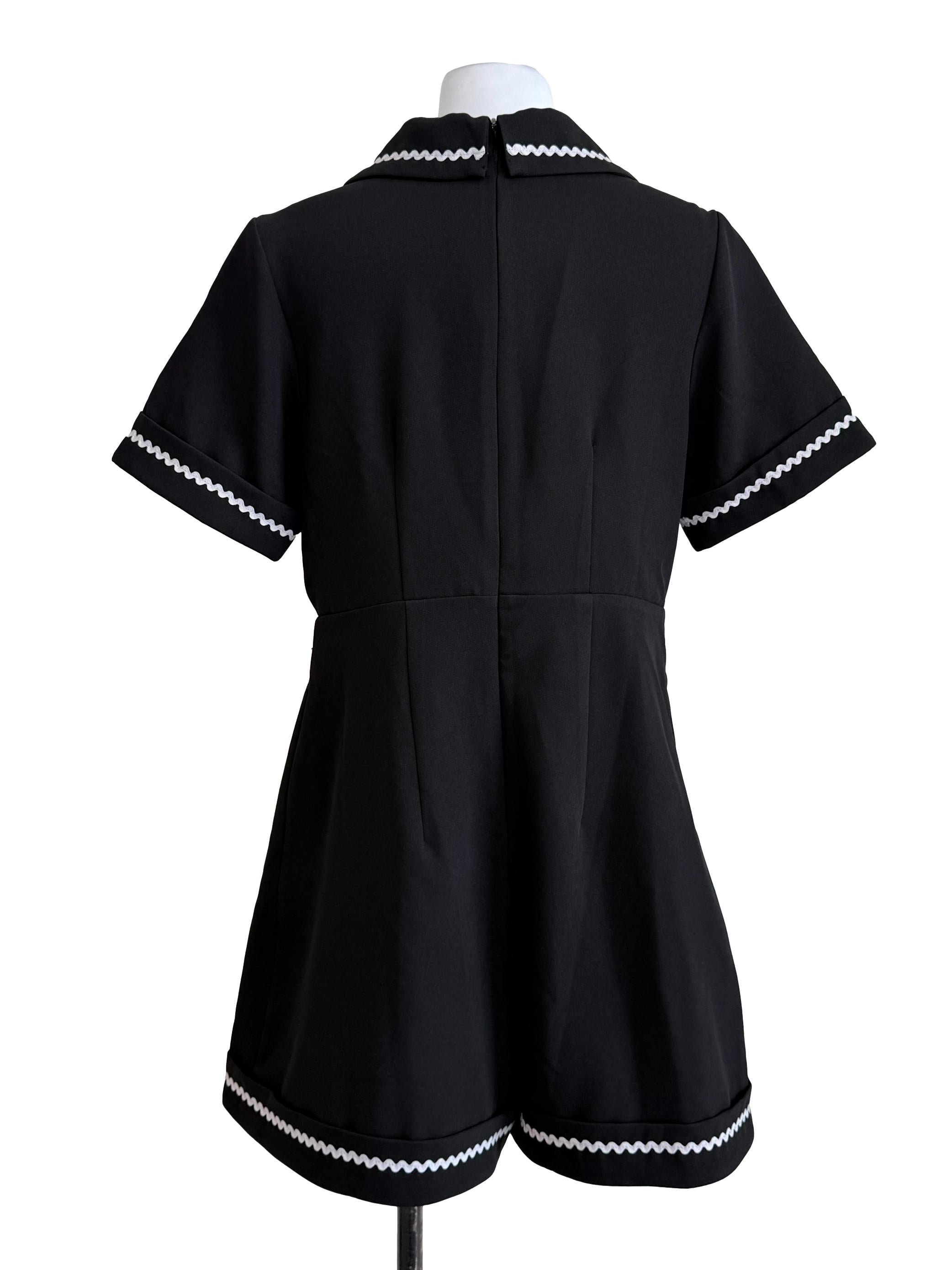 Black V-Neck Short Sleeve Romper