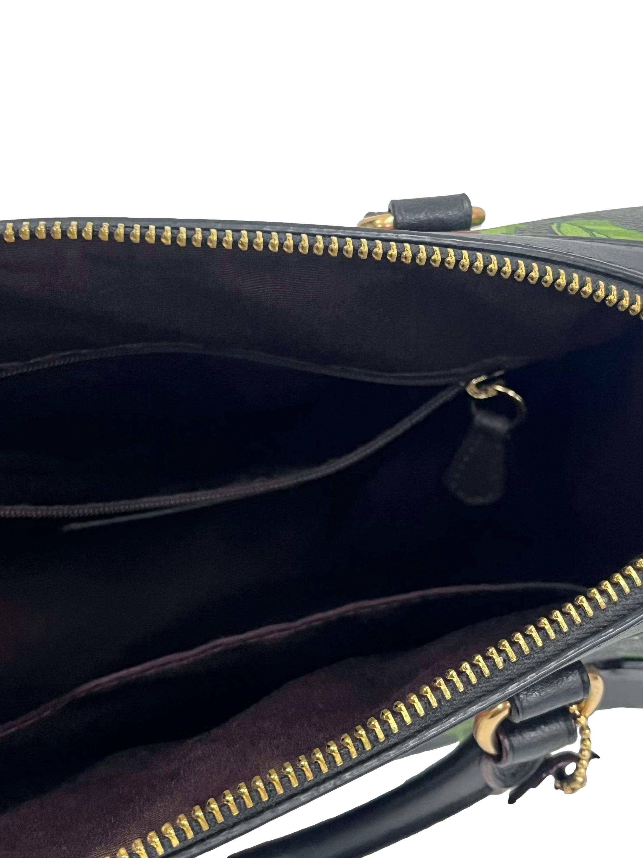 Black Rowan Satchel In Signature Canvas With Fairytale Rose Print CSN