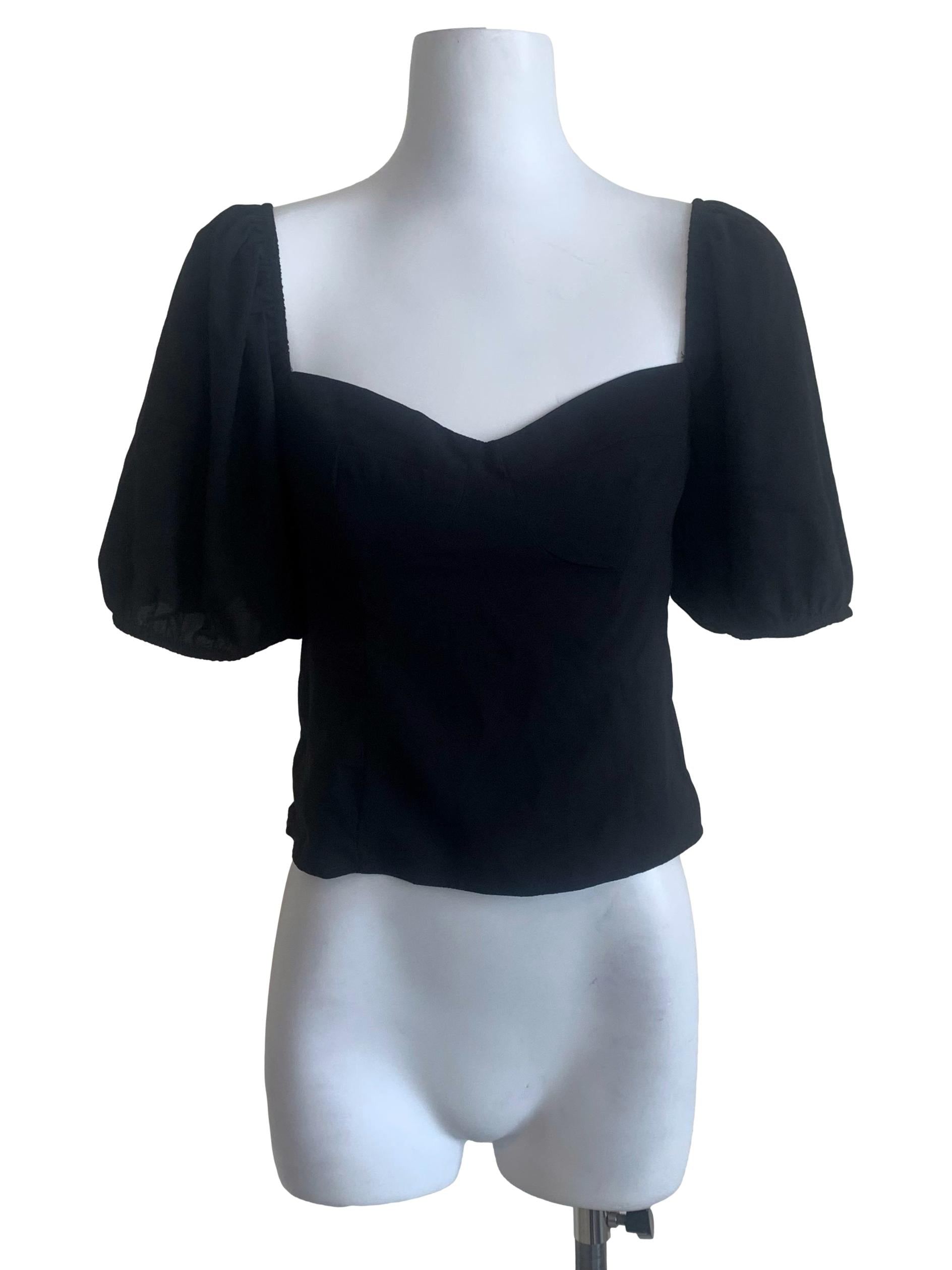 Crow Black Smocked Top