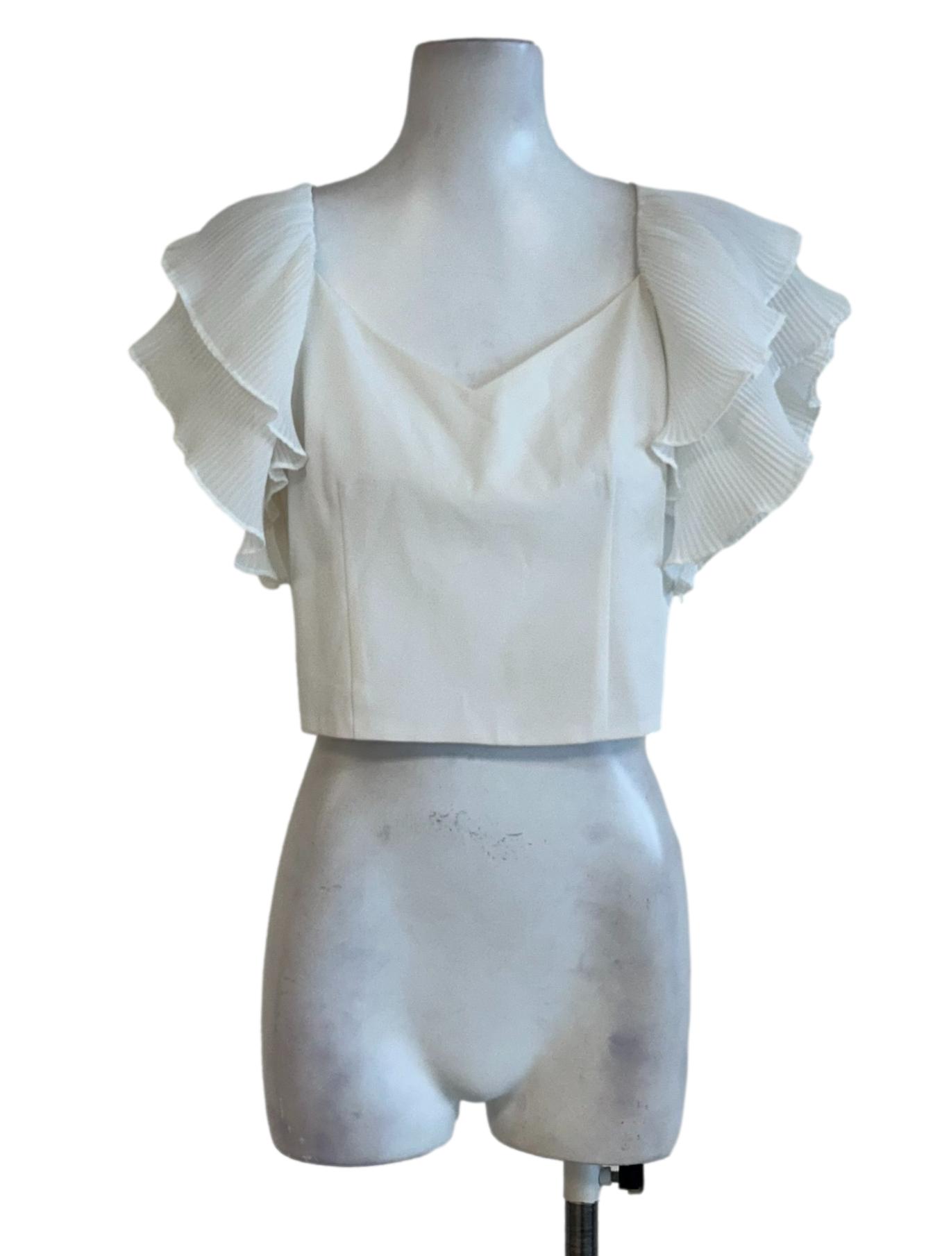 Ivory White Ruffled Sleeves Top