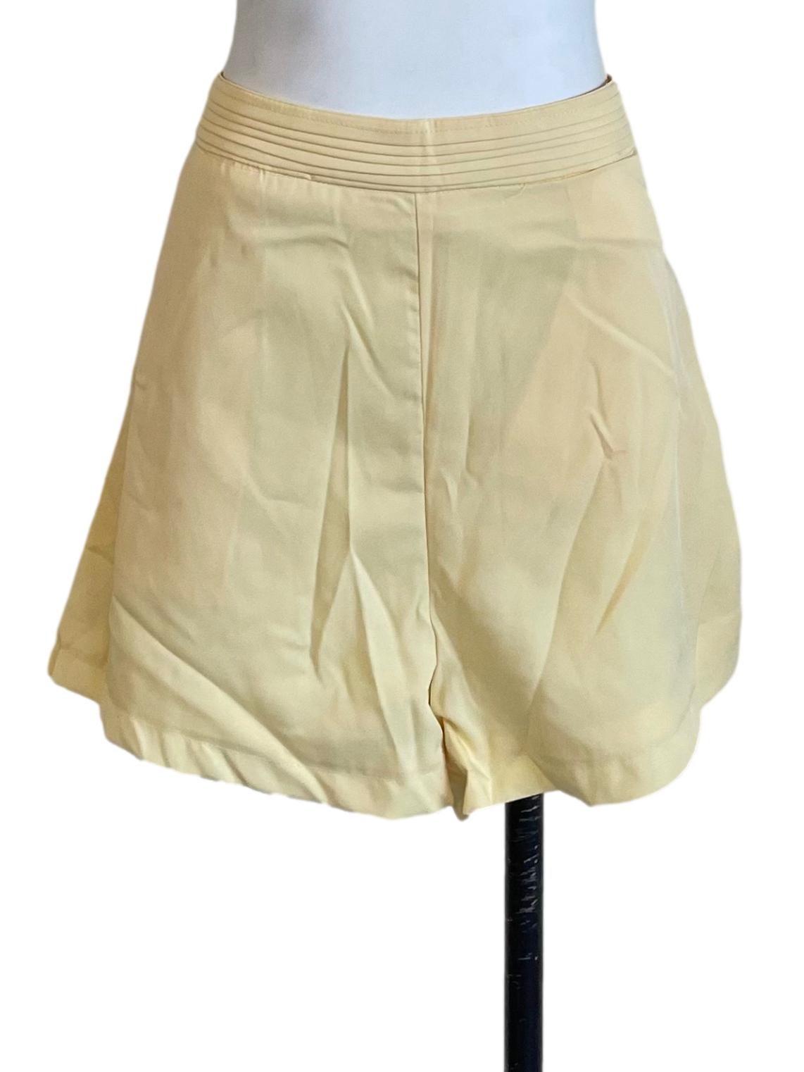 Pastel Yellow Pleated Waist Shorts