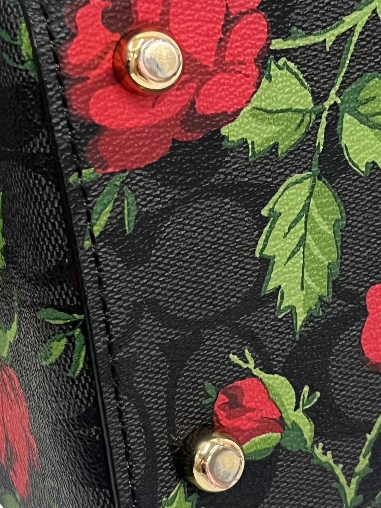 Black Rowan Satchel In Signature Canvas With Fairytale Rose Print CSN