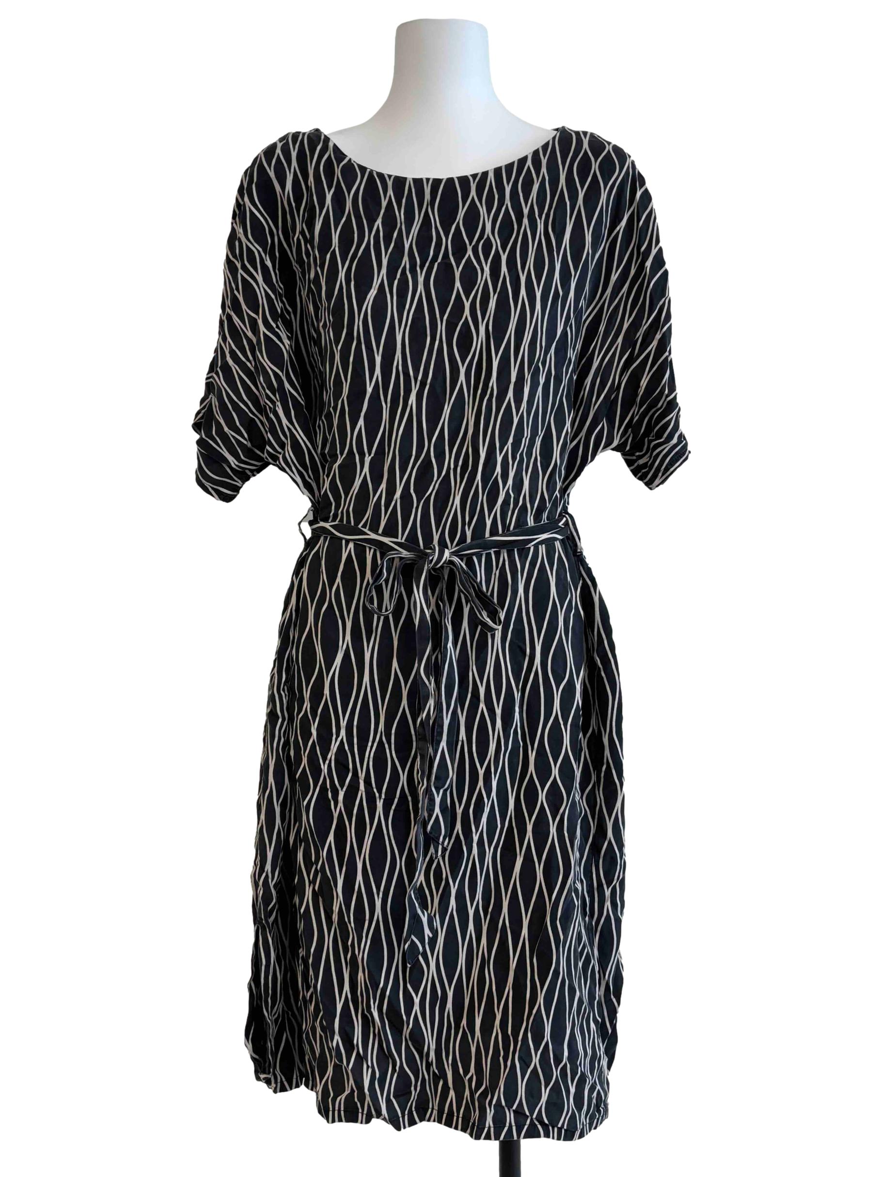 Charcoal Patterned Boat Neck Dress