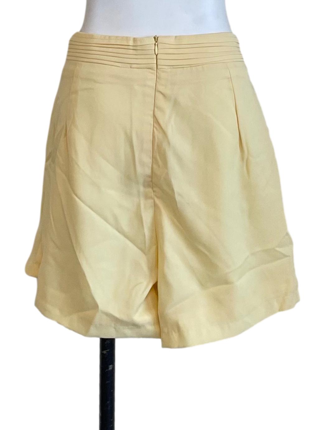 Pastel Yellow Pleated Waist Shorts
