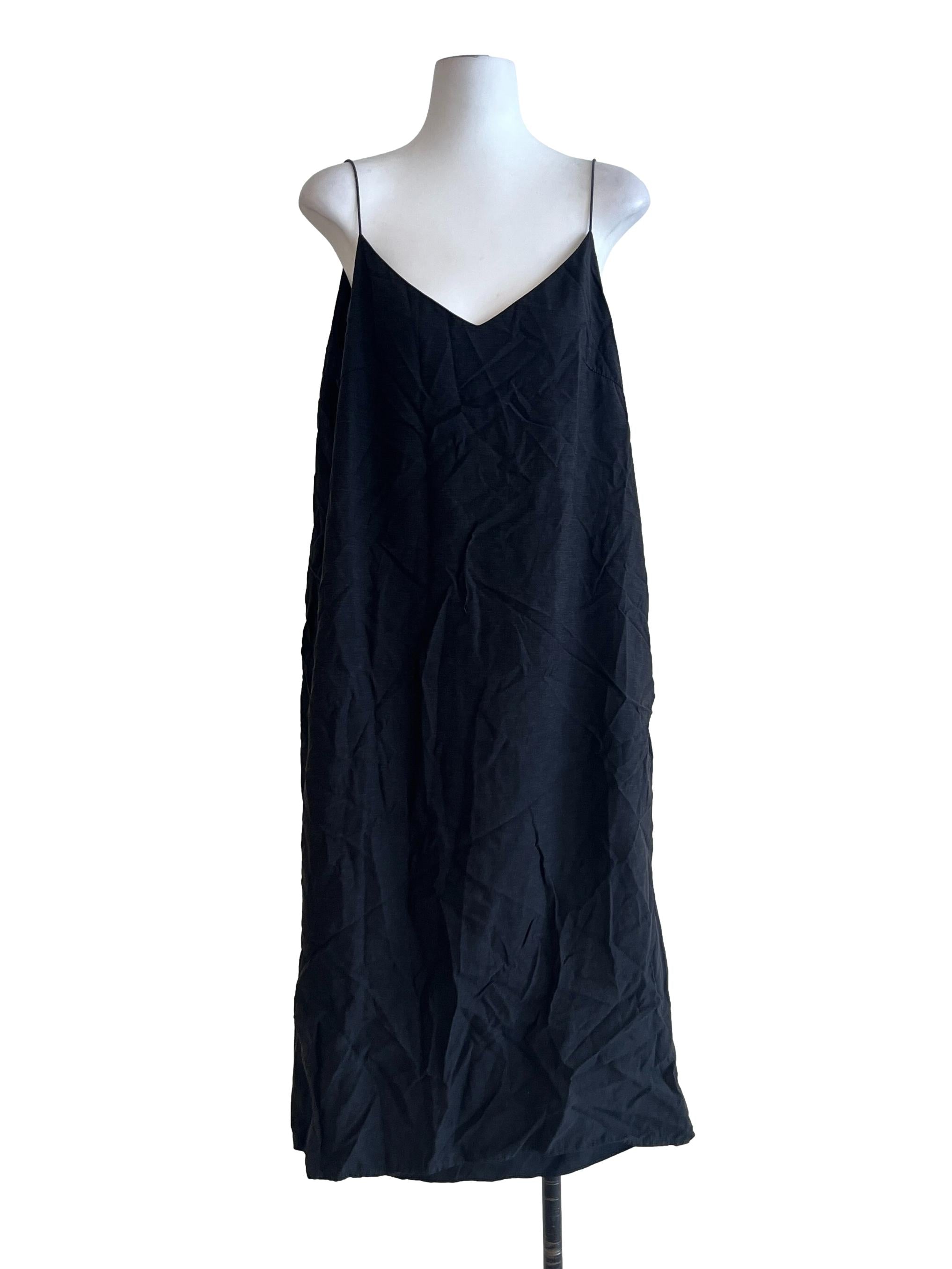 Black Linen Slip Dress OSN