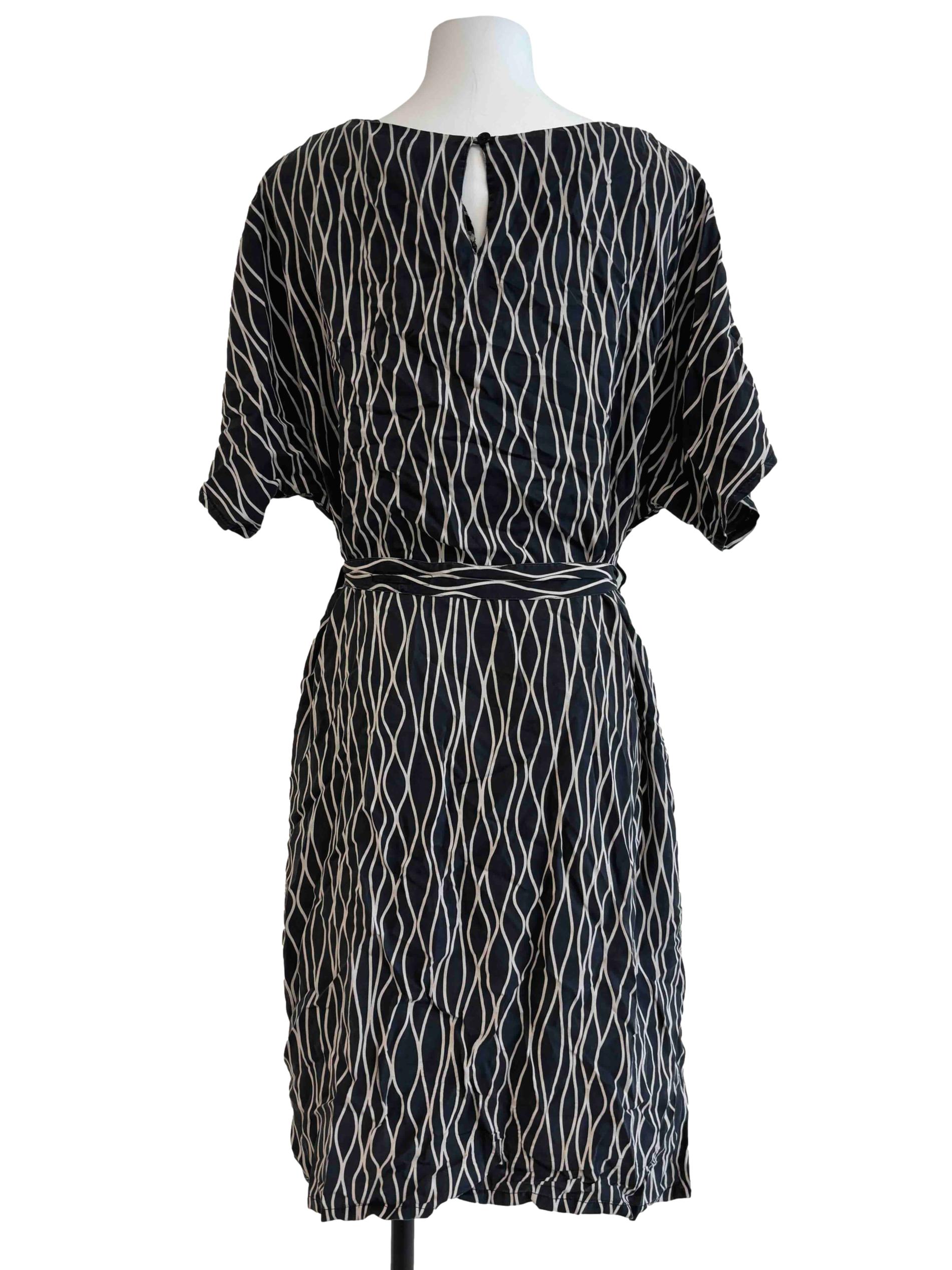 Charcoal Patterned Boat Neck Dress