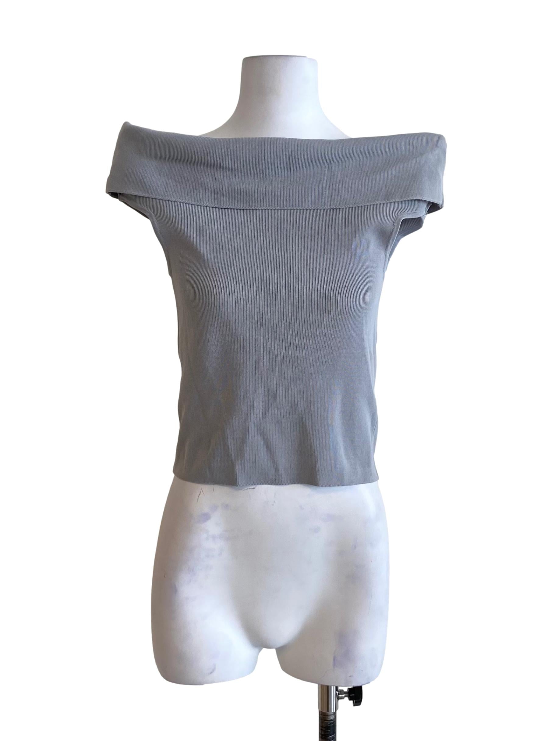 Dusty Blue Off Shoulder Top